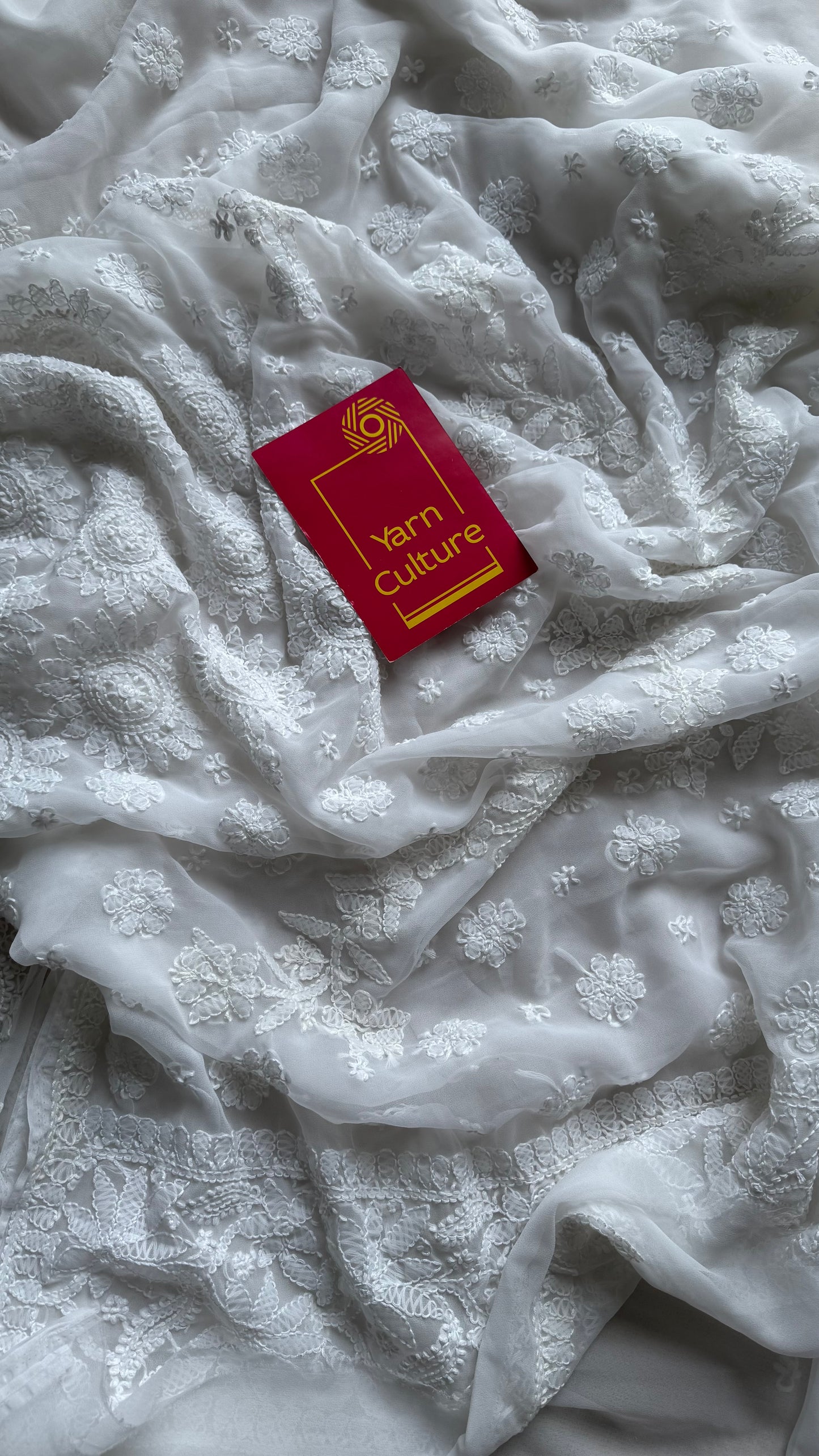 Noor-e-Safa (radiance of purity) - White Chikankari, georgette YCSLCJULCK06