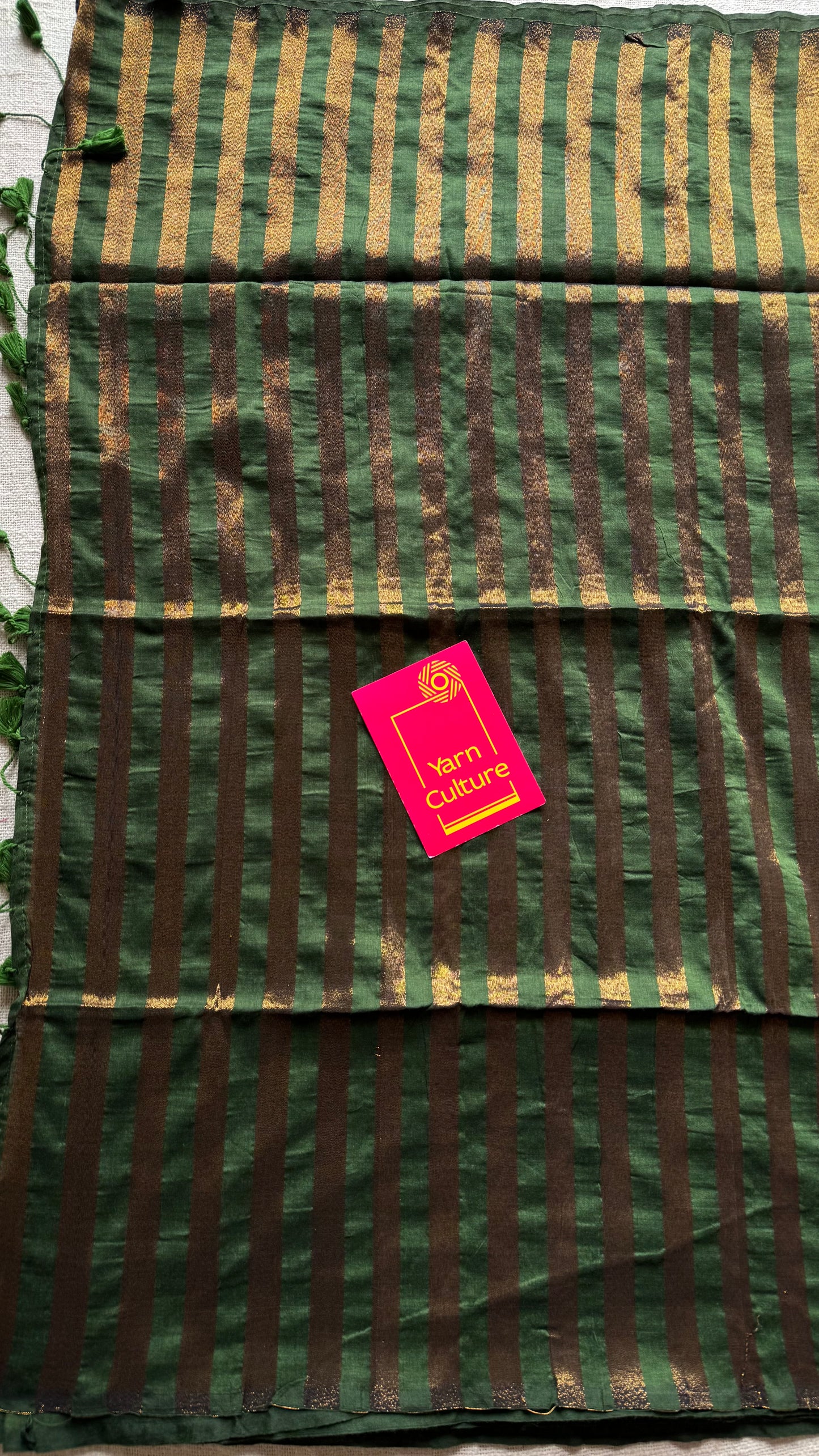 Green khadi with antique gold pallu - YCBCKZPSE02