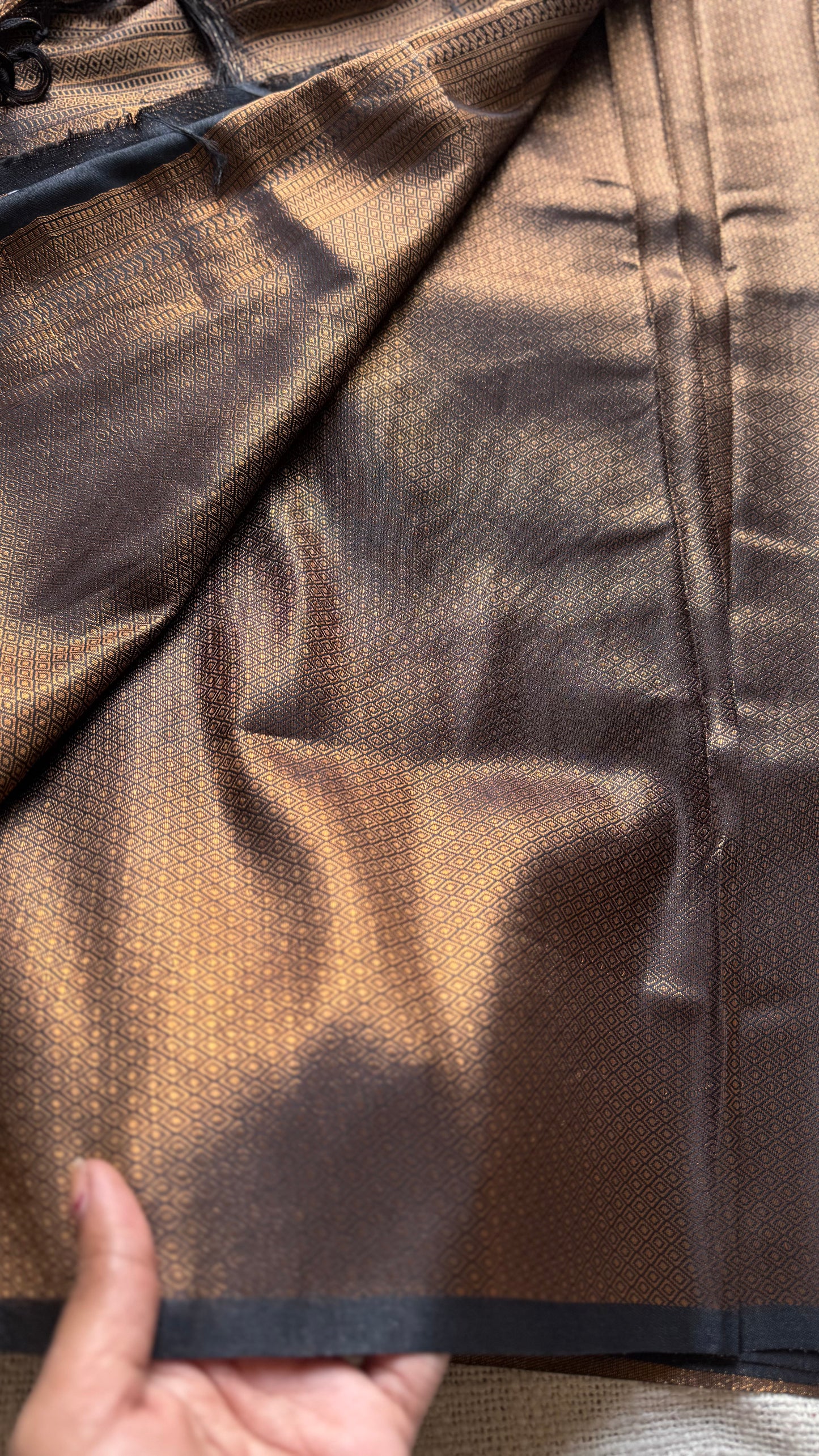 Black, antique gold zari, semi-silk - YCDOSOCSS08