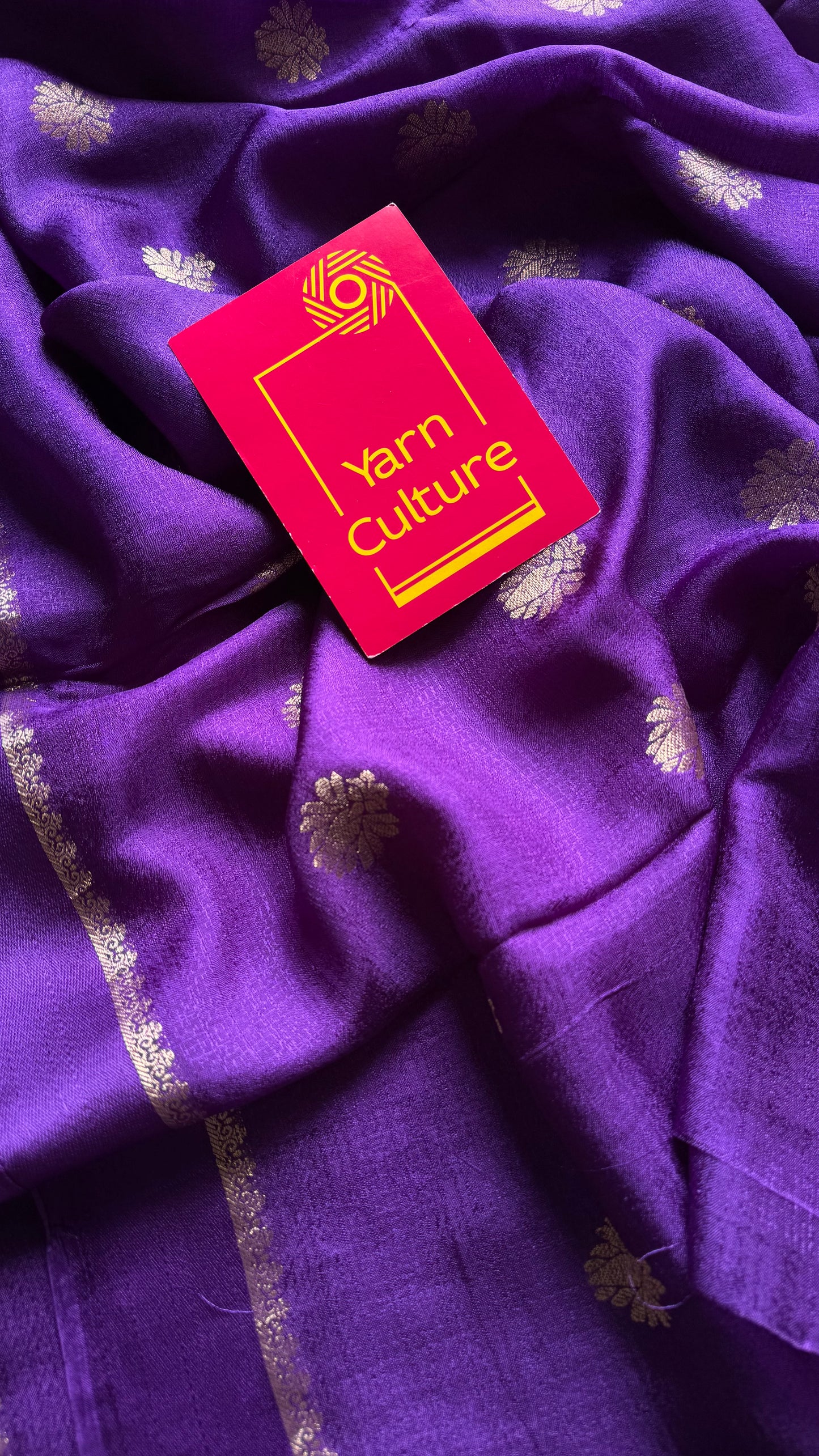 Deep purple in khadi silk, zari motifs - YCDOSFE17