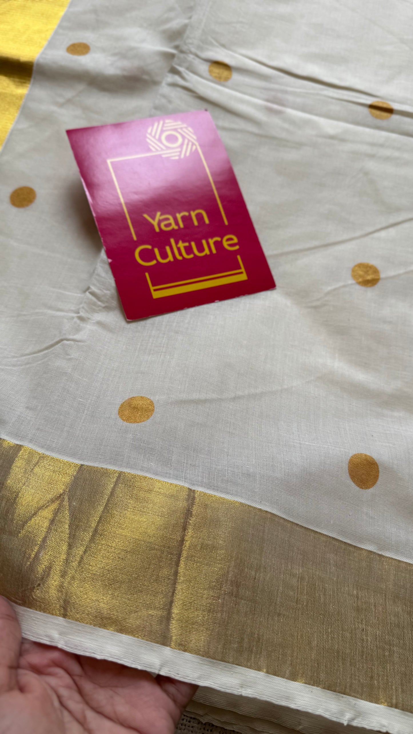 Ivory and gold with buttas, kerala soft cotton - YCON25KCPD253