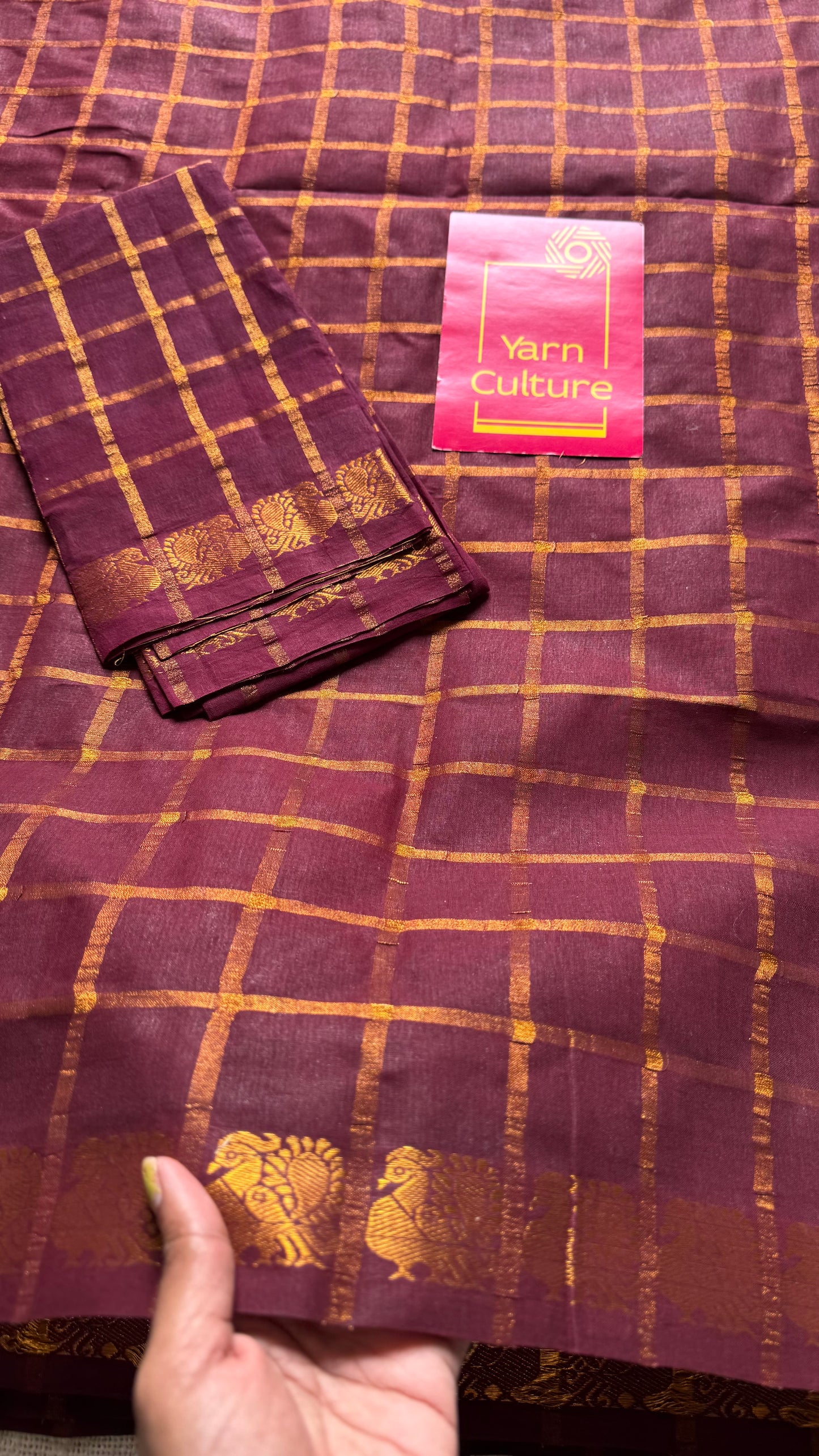 Maroon pavithra kattam sungudi, madurai cotton - YCCOTNSEMS07