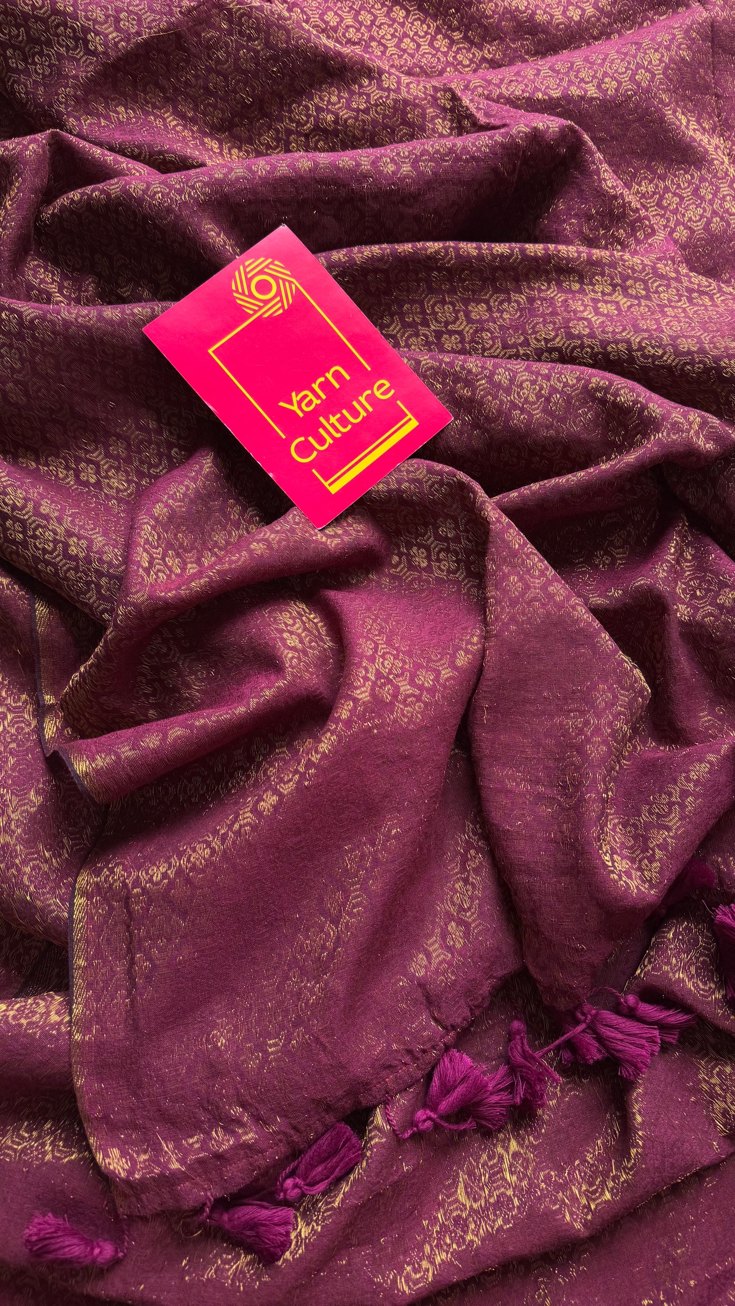 Wine and gold brocade pattern in mul - YCBCFEJUBM01