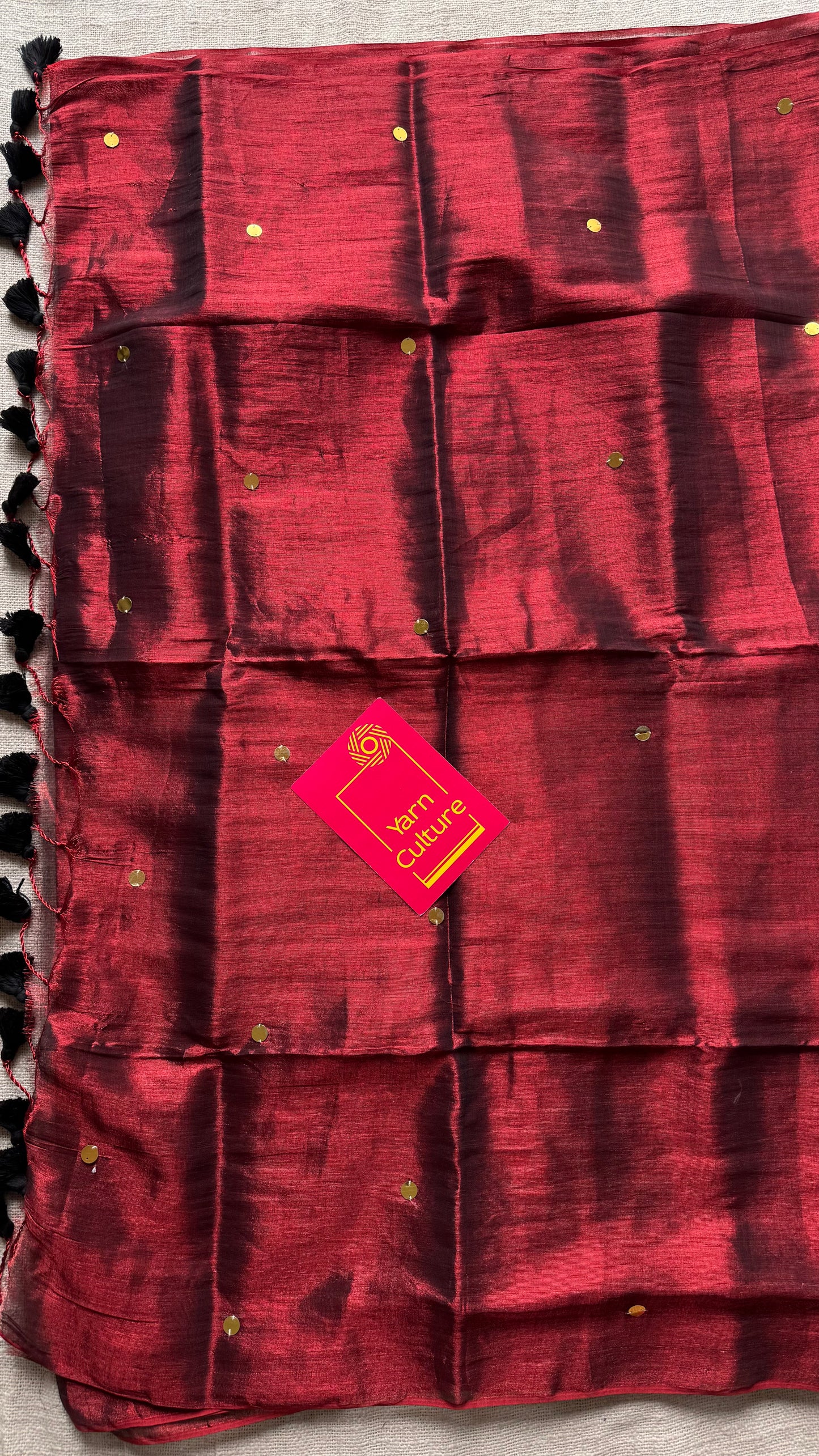 Maroon, gold sequins, soft mul tissue - YCBCFEMCM31