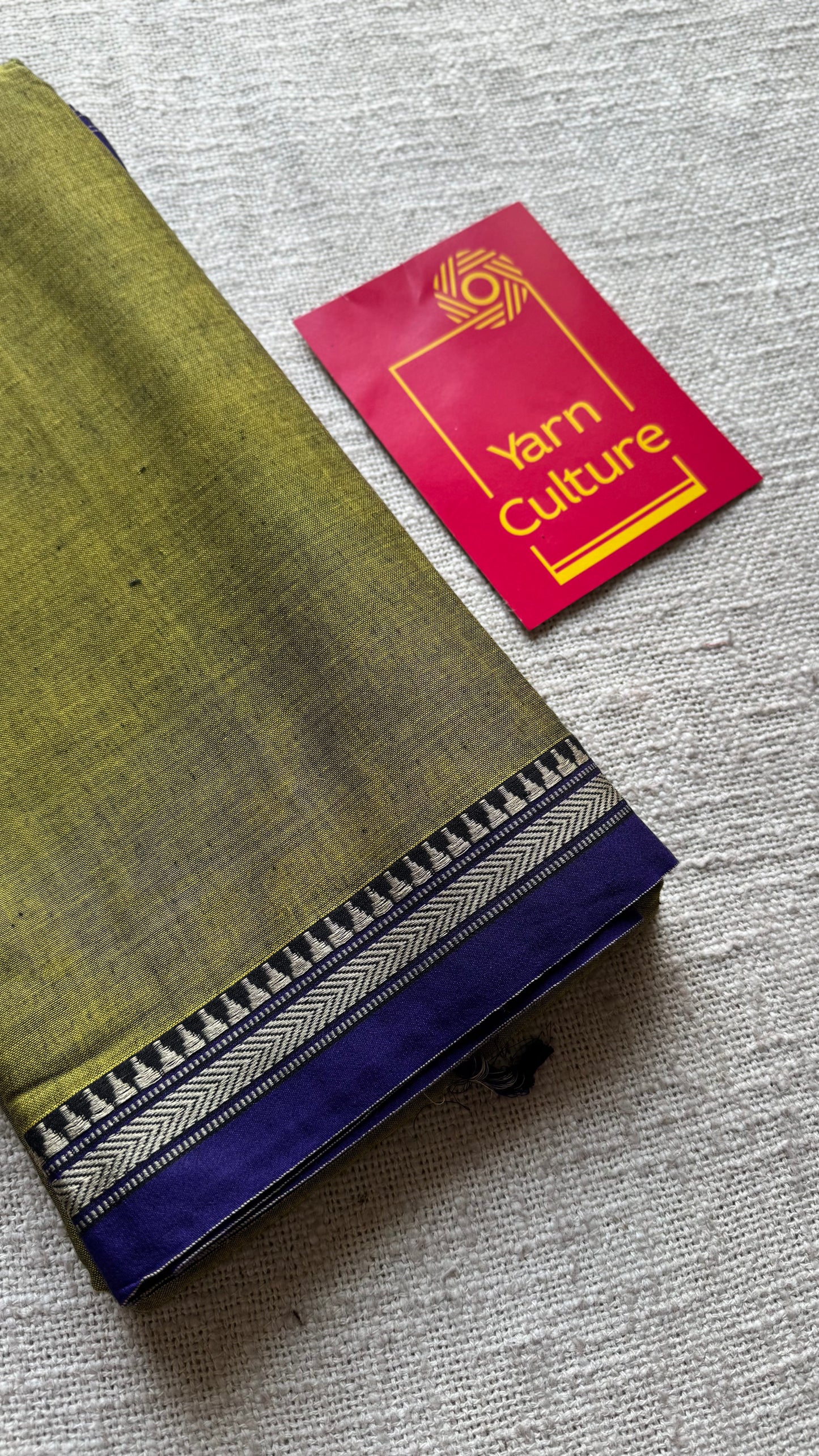 Lime green with purple border narayanpet saree, soft cotton - YCWOTDNPFE34