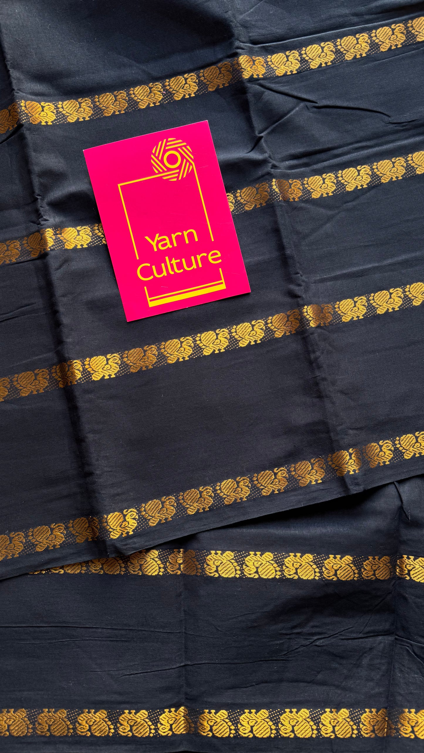 Black, peacock motif sungudi cotton - YCCOTNOCSC54