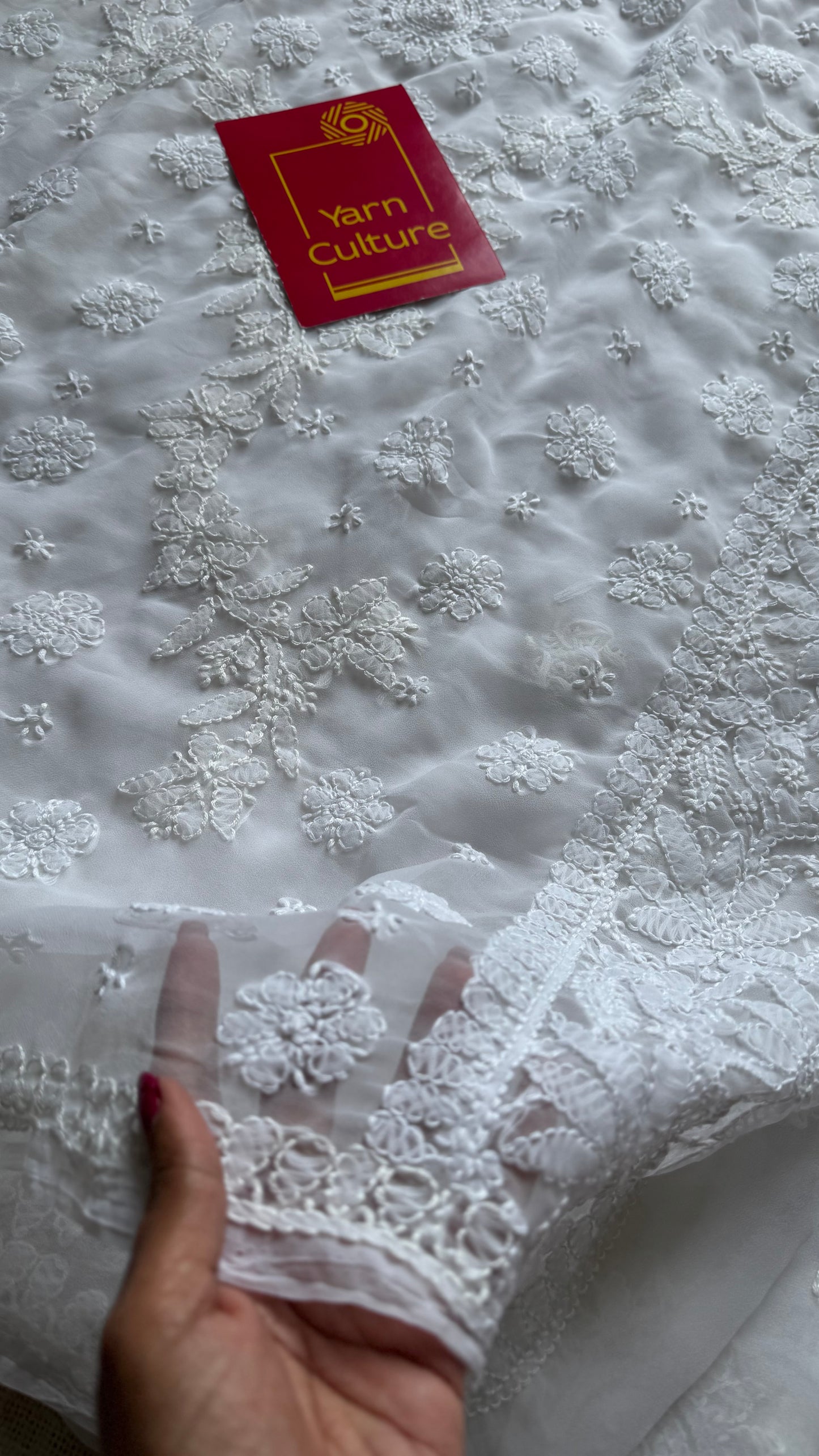 Noor-e-Safa (radiance of purity) - White Chikankari, georgette YCSLCJULCK06