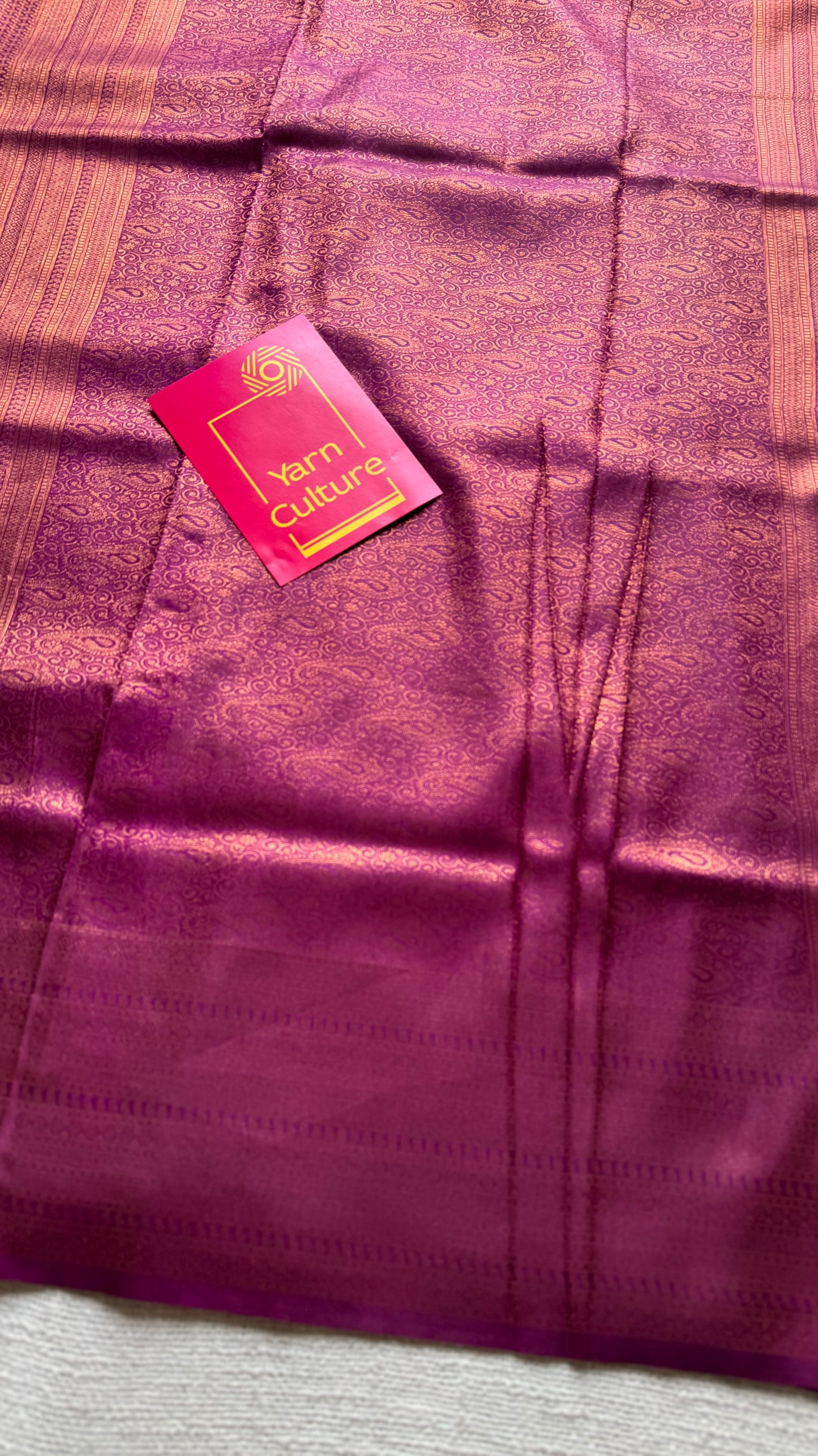 Wine, antique gold zari, semi-silk - YCDOSOCSS05