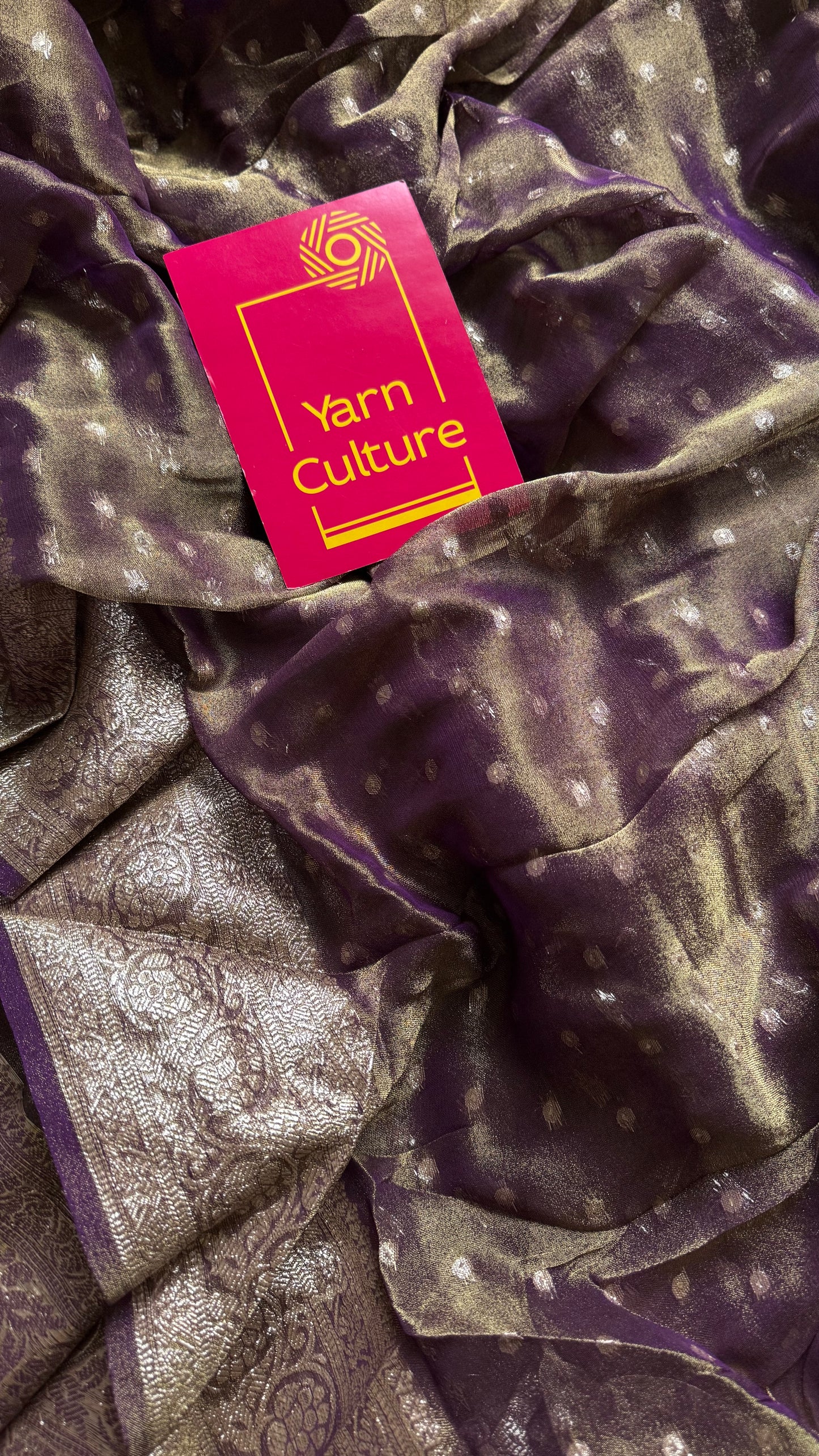 Purple brown with gold double tone, soft crushed tissue, thread zari - YCDOSFEJUTB11
