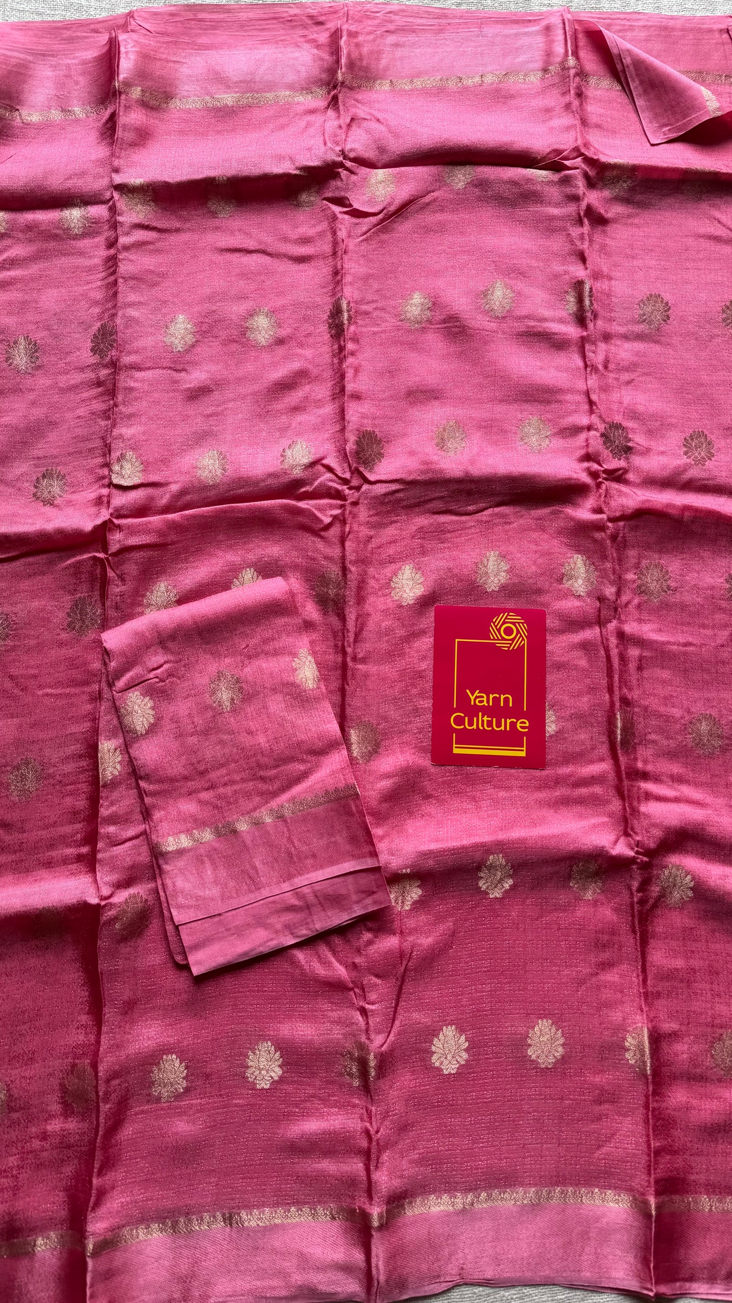 Onion pink in khadi silk, zari motifs - YCDOSFE15