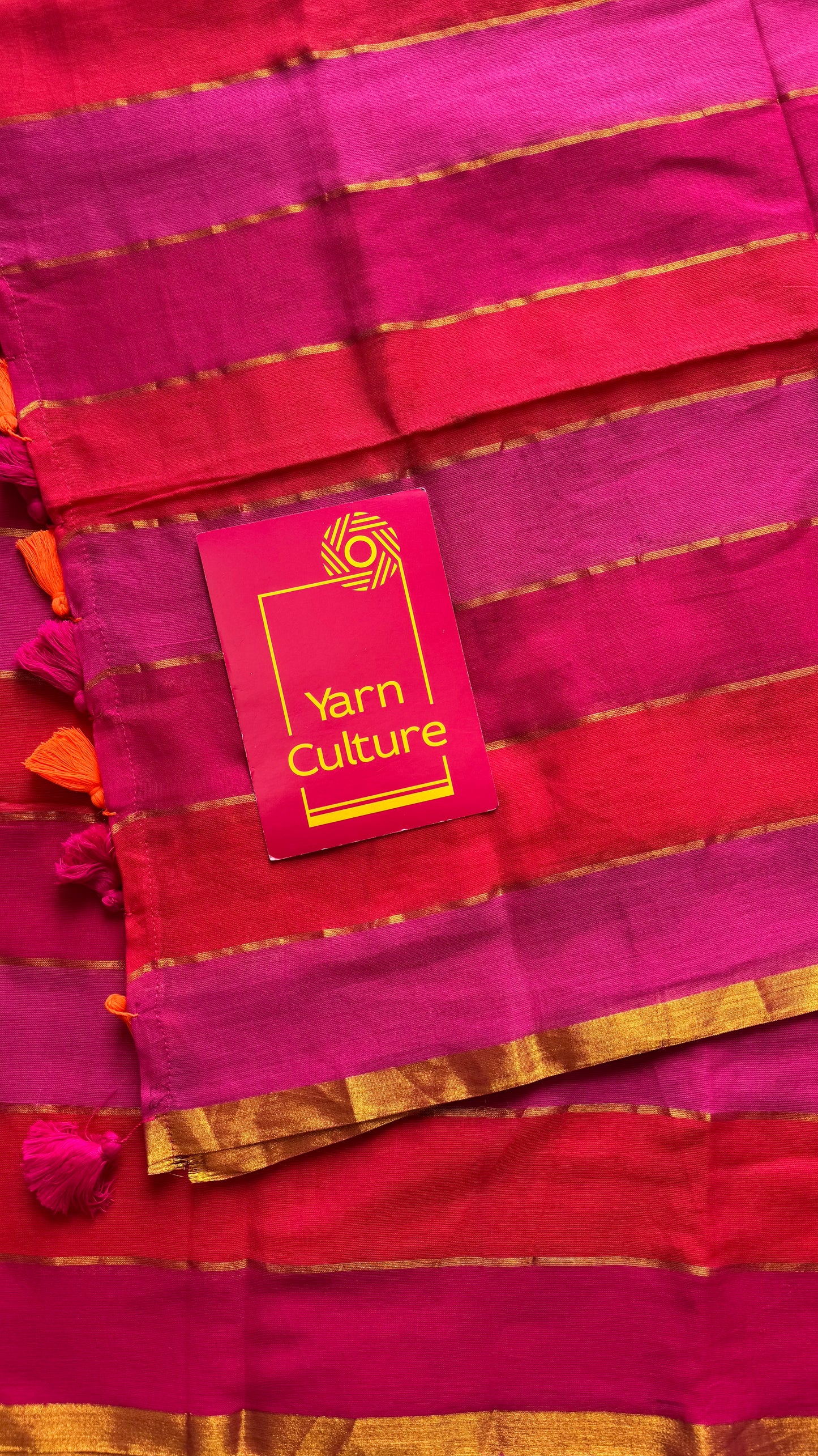Orange and pink mul with gold multicoloured broad stripes - YCBCMCLSE48