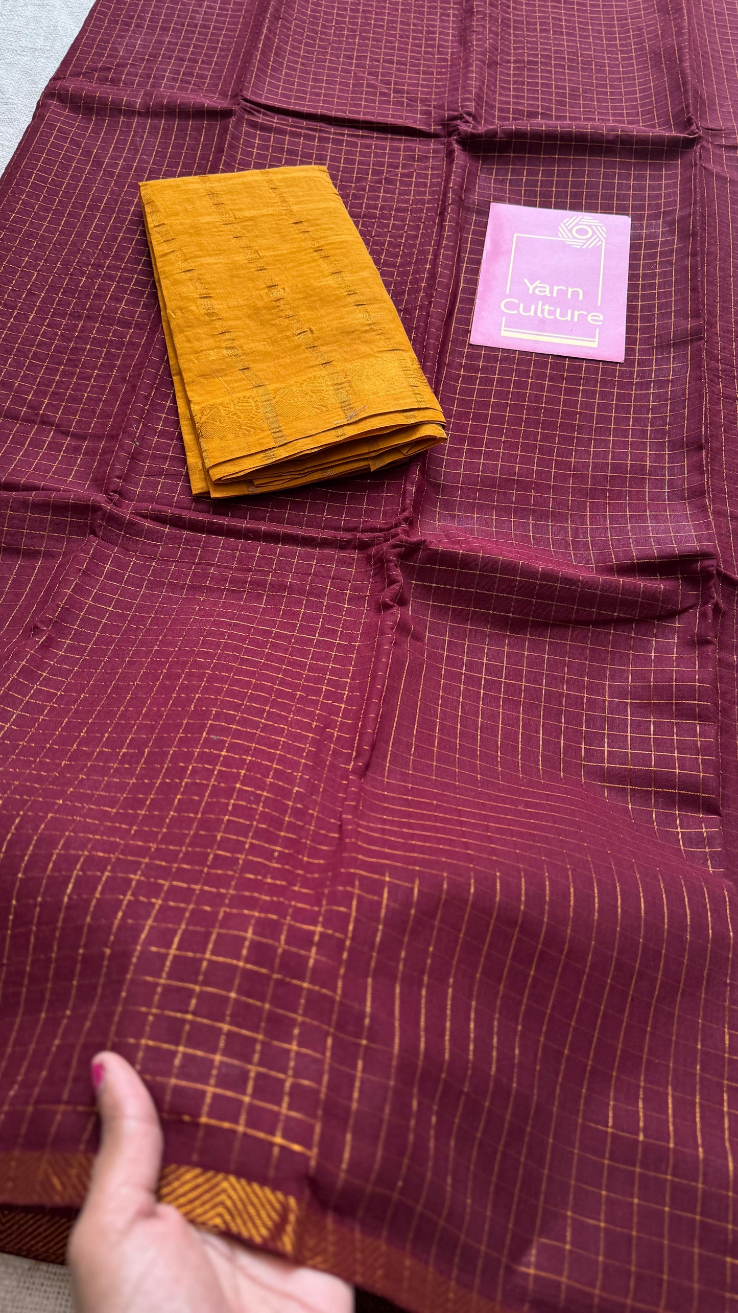 Maroon mini kattam (checks), soft Madurai cotton - YCCOTNJULMCS19