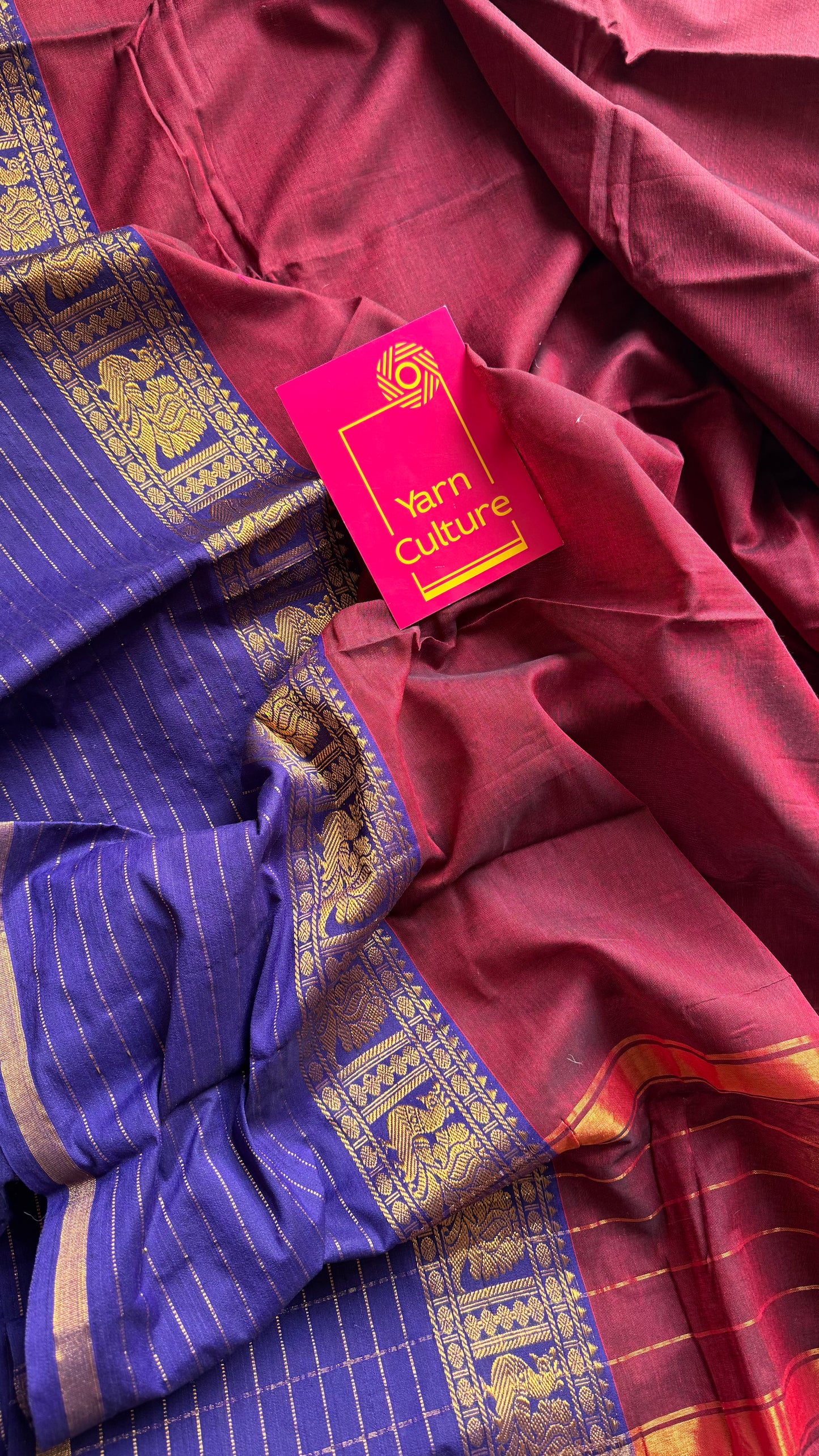 Maroon with violet border, premium narayanpet soft cotton - YCWOTDNPNO80