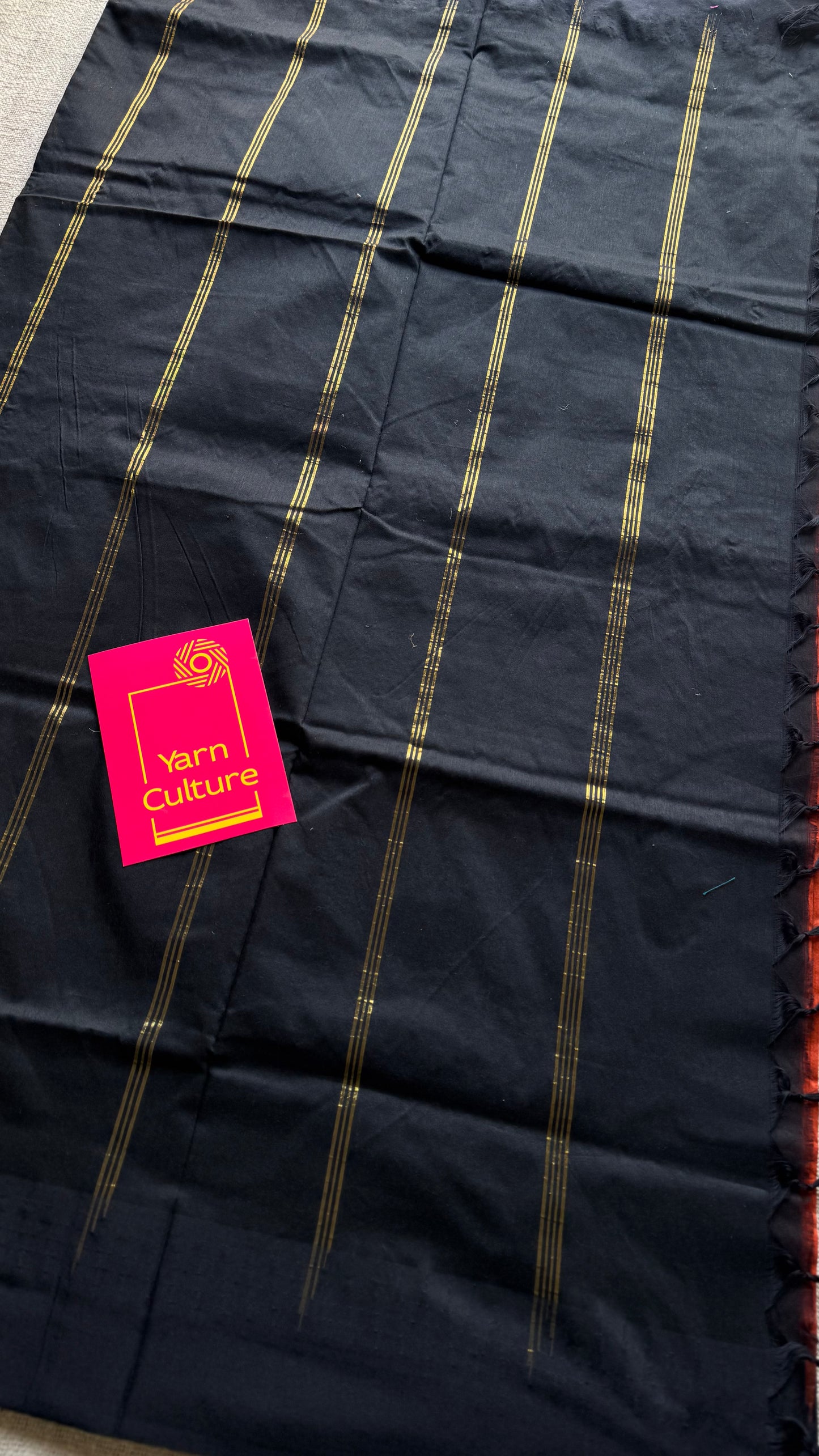 Dark orange with black temple border - cotton silk - YCCOTNOCKCS8