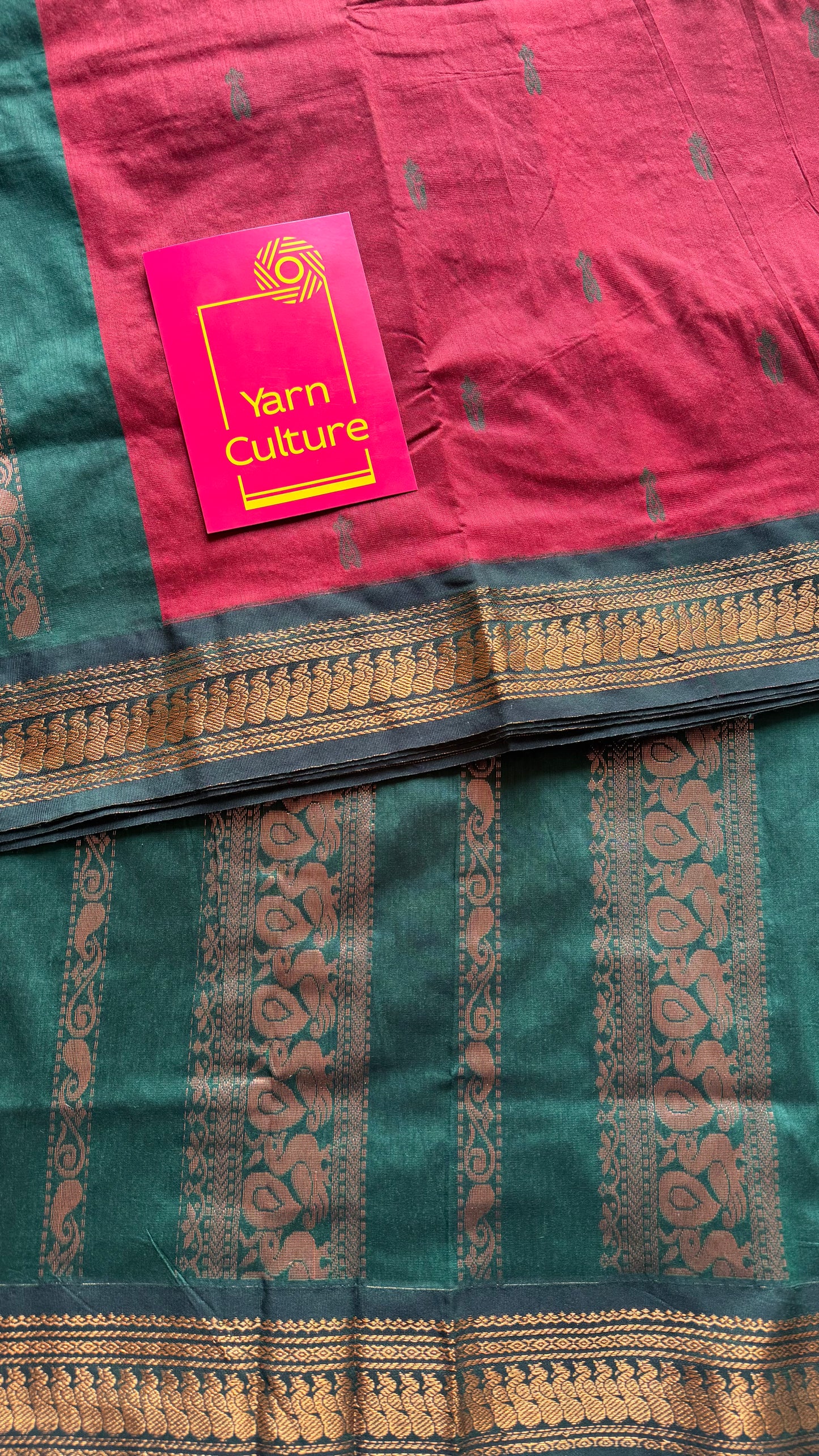 Dark red with dark green, cotton silk - YCCOTNOCKCS15