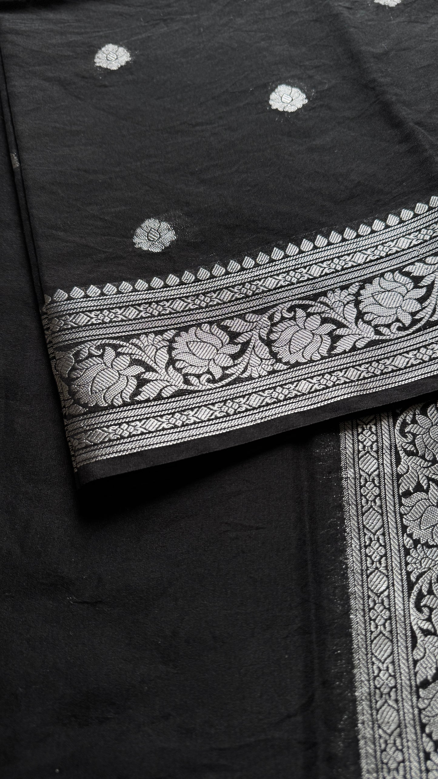 Black silver zari, Banarasi semi chiffon