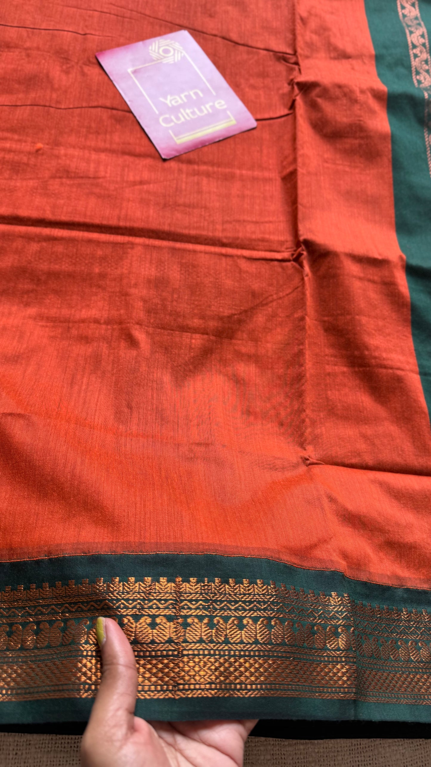 Orange with dark green - cotton silk - YCCOTNSEKCS04