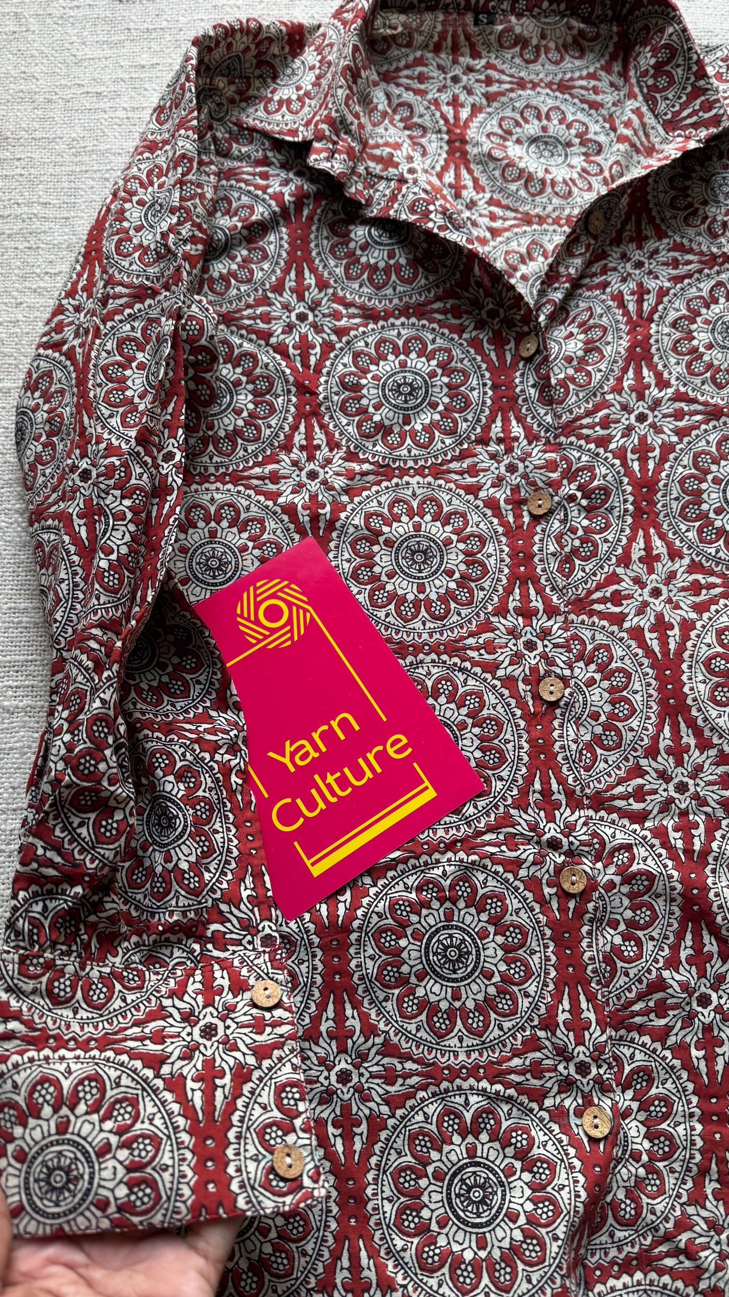 Jaipur Jive - blockprinted cotton stitched shirt, collared neck, full sleeves - YCSEBPSJA228