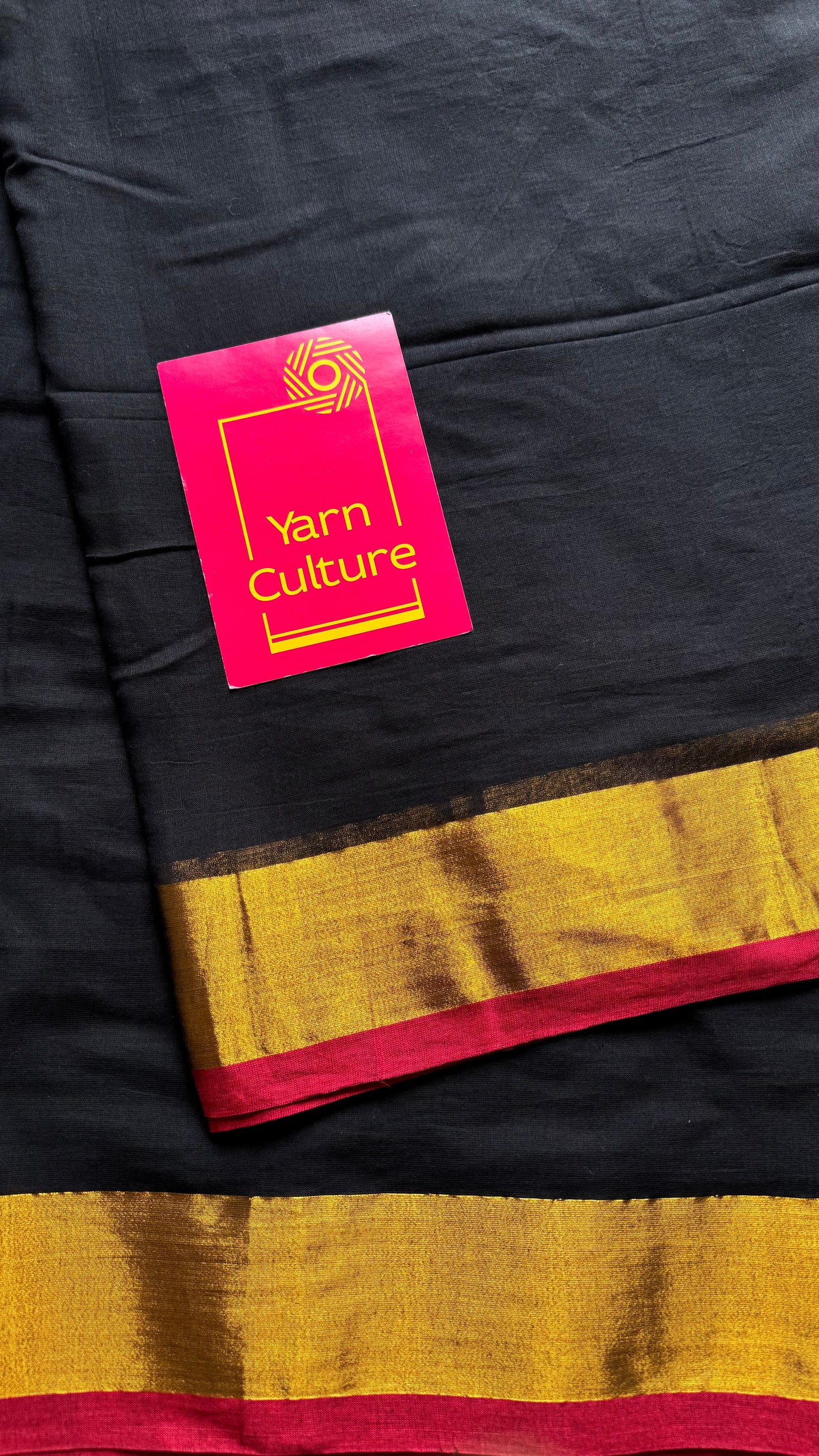 Black mul with antique gold zari border - YCBCMCLSE23