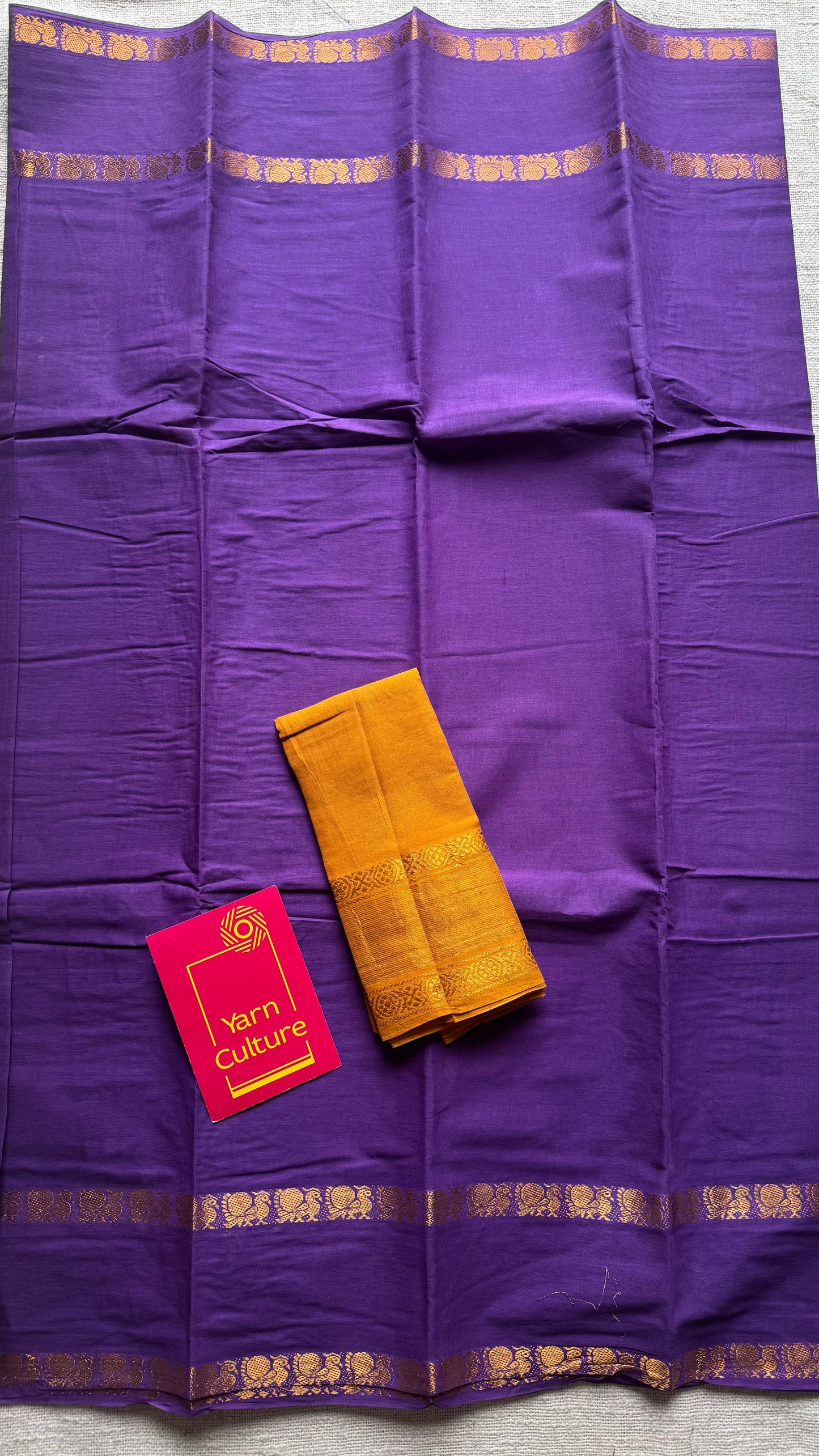 Purple rettaipettu peacock double border with contrast blouse - madurai kattuchayam- YCCOTNAURS12