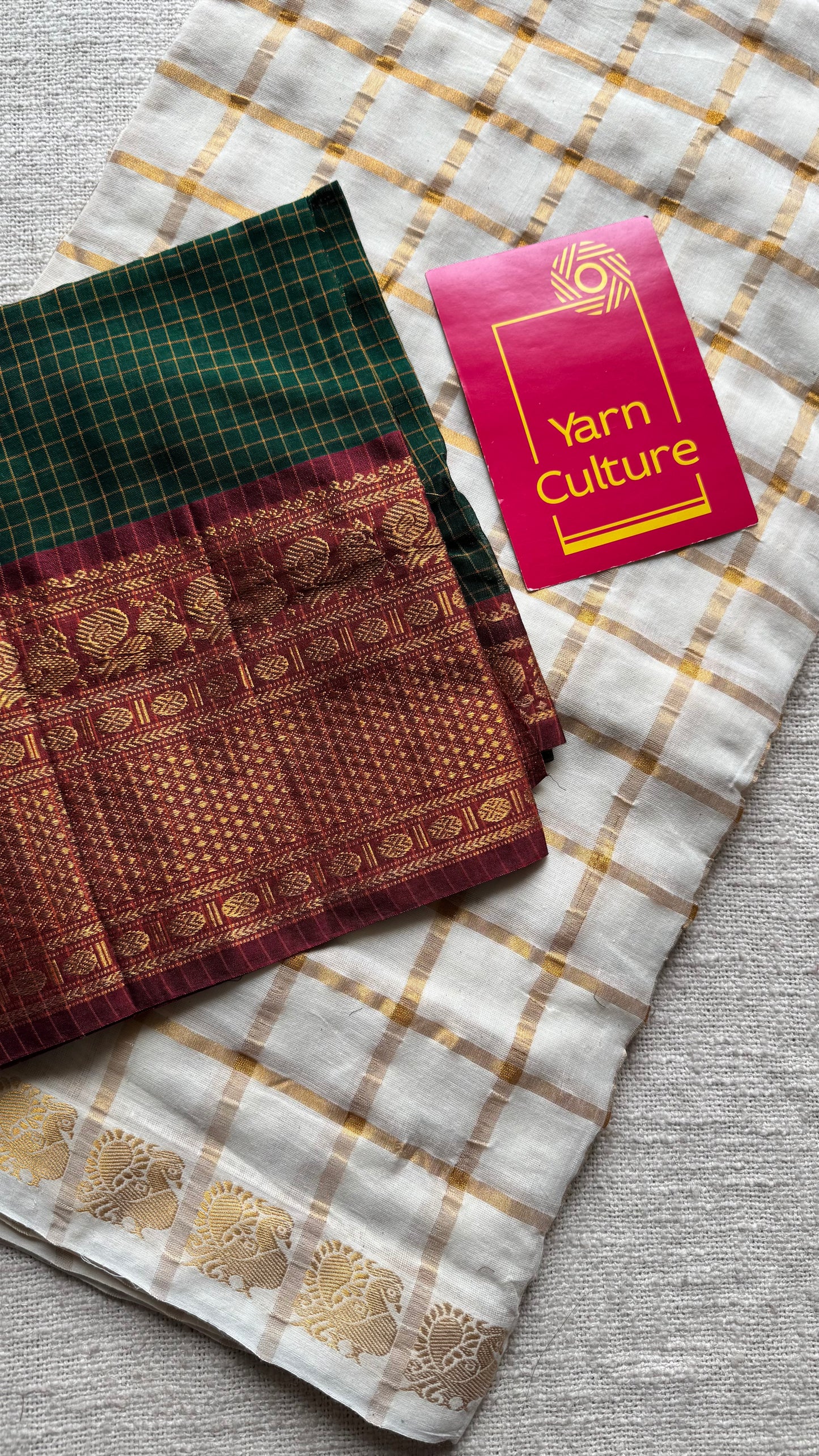 Ivory and gold, pavithra kattam checks, madurai soft cotton - YCCOTNAUS50