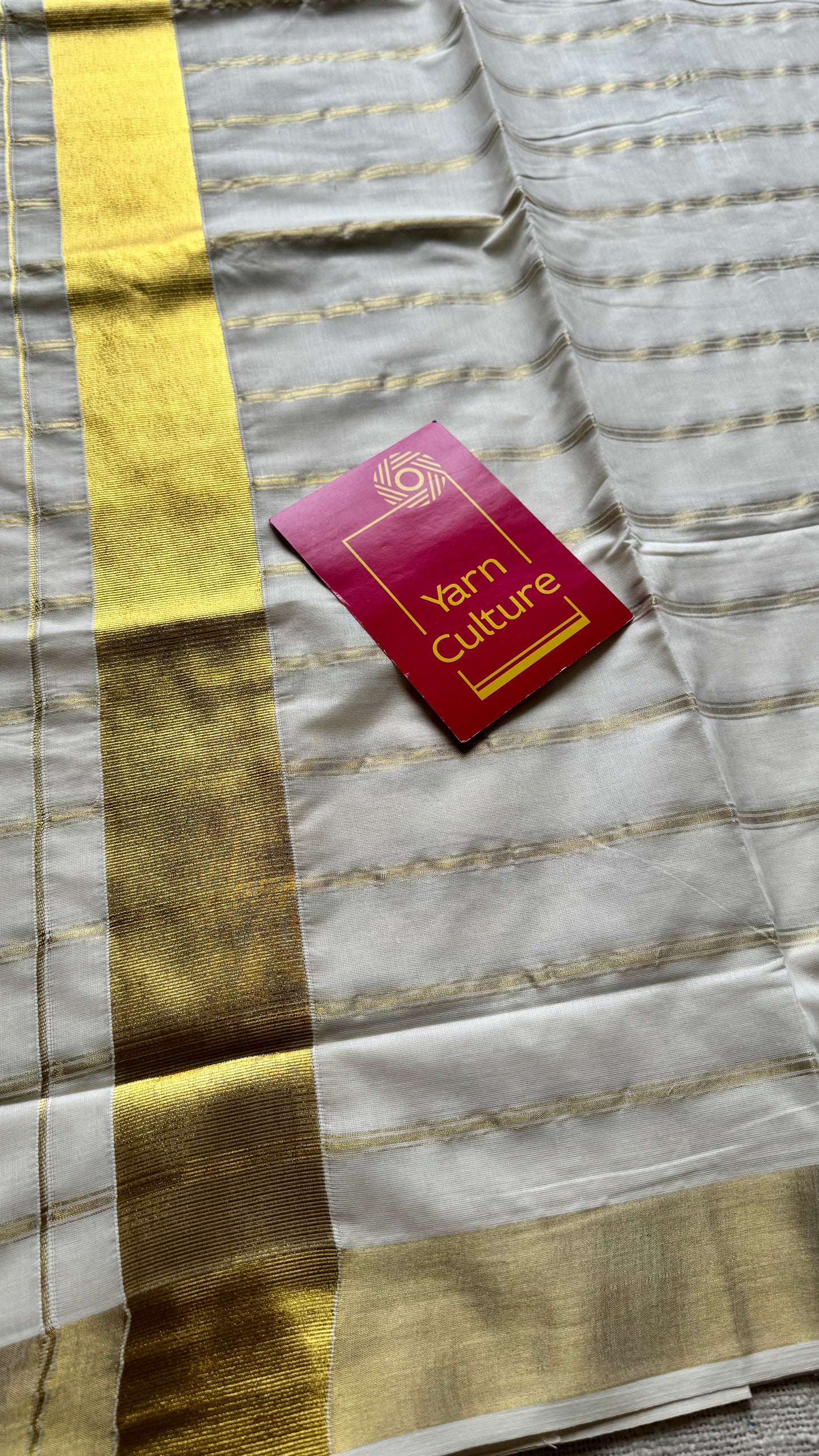 Ivory and gold stripes, kerala soft cotton - YCON25MC270