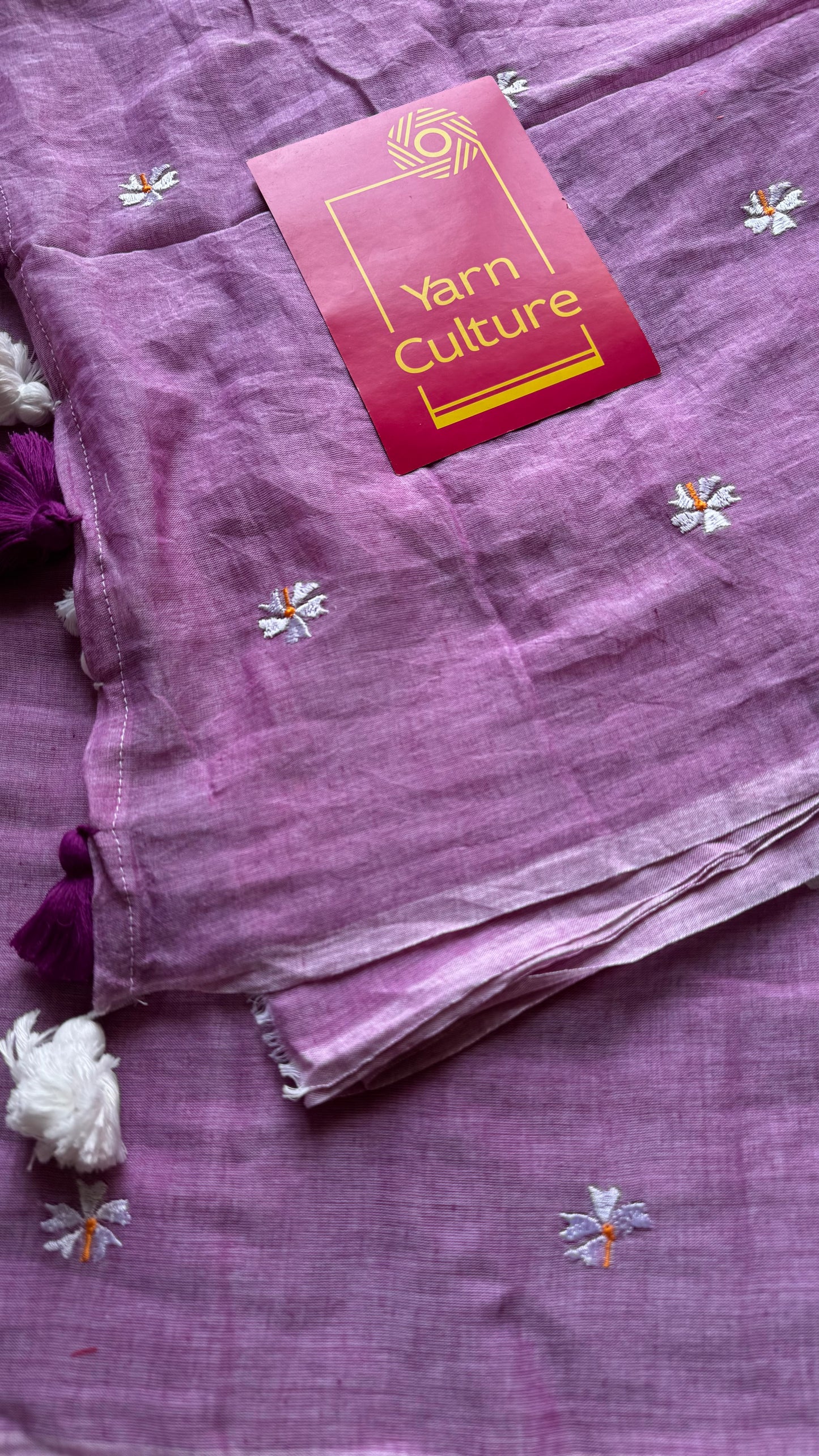 Mauve pink parijat mul cotton saree - YCBCMCAP33