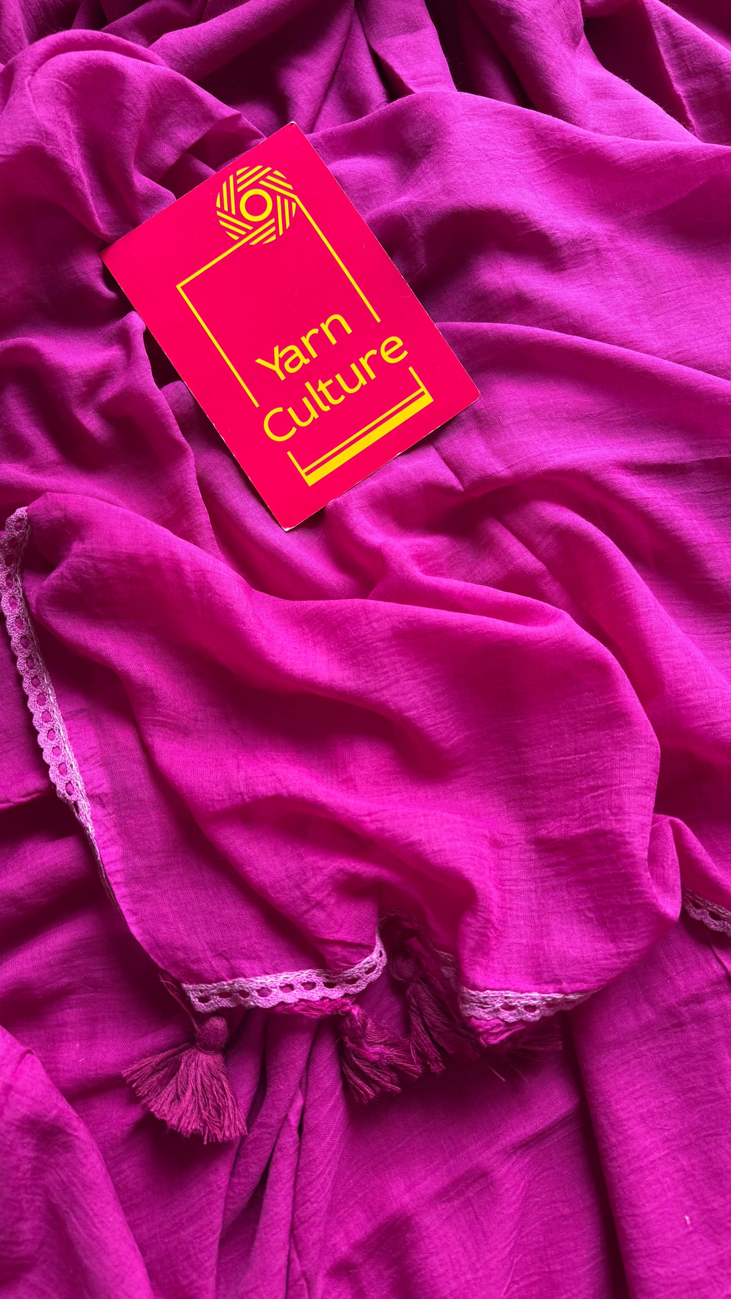 Purple pink plain mul with lace border - YCBCMCLSE02