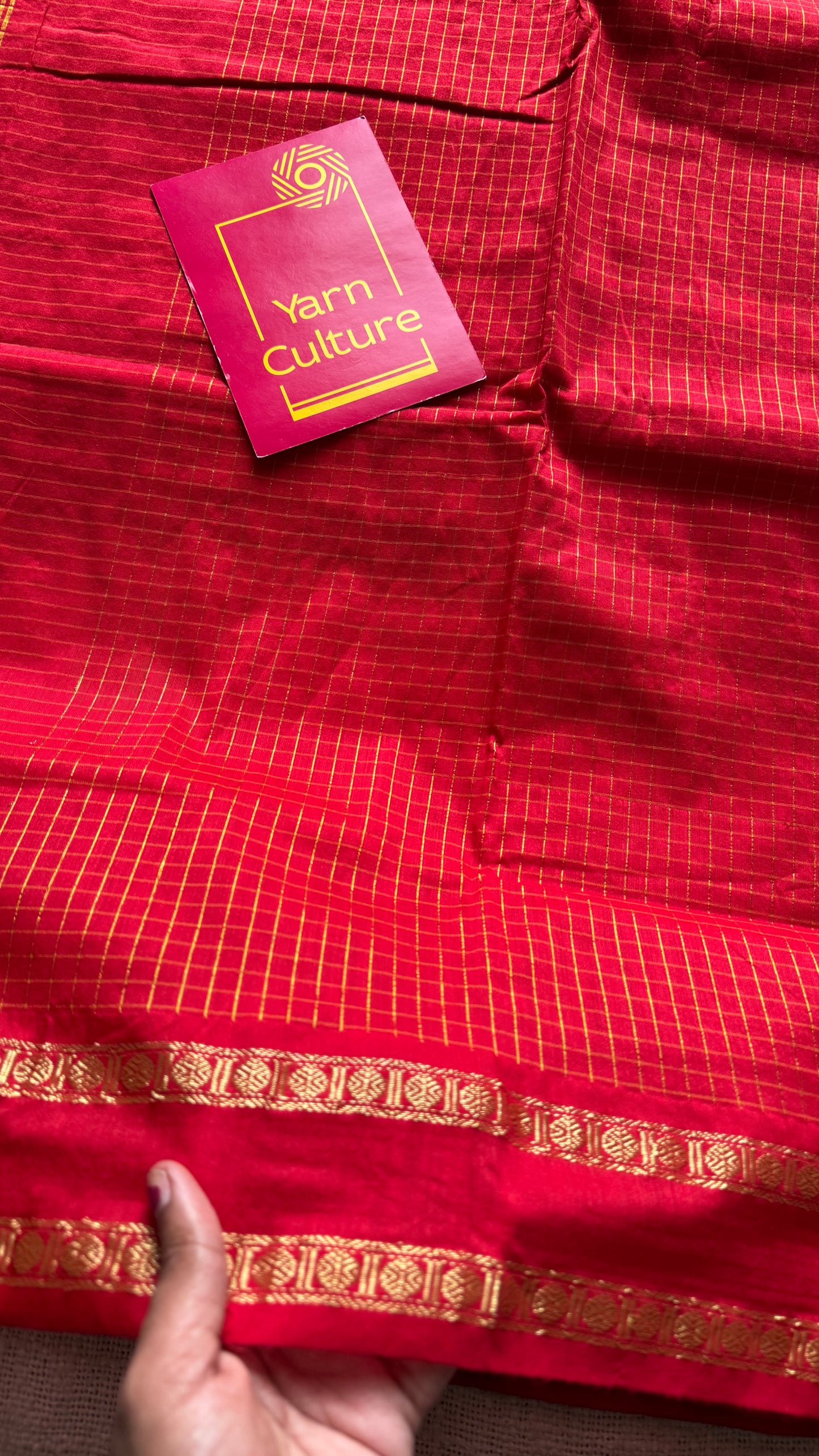 Chilli Red, arani zari checks, cotton silk - YCCOTNJUAR18