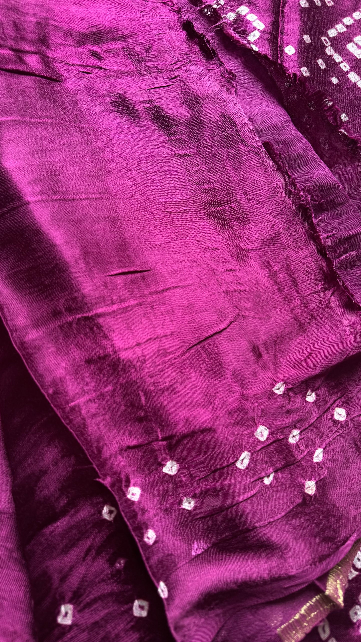 Wine crushed bandhani modal silk with lagdi patta (zari pallu) - YCDESE29