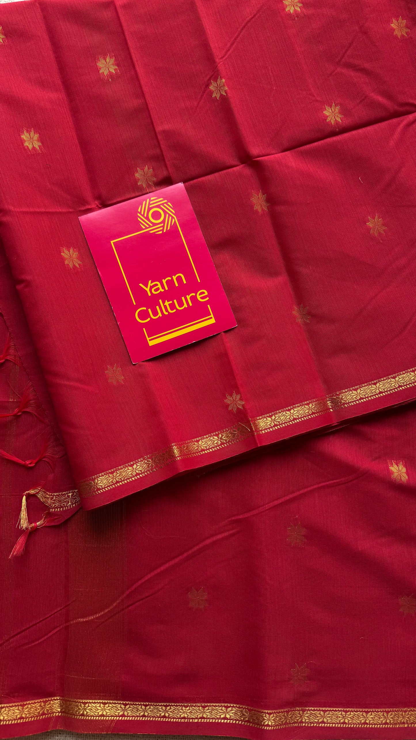 Red, gold buttas, semi maheshwari cotton silk - YCCOTNFEJUSM07