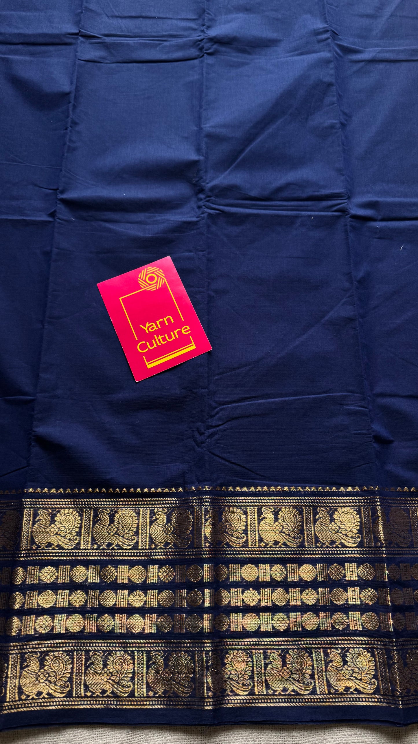 Dark blue with single side broad zari border, chettinad cotton - YCCOTNAUC55