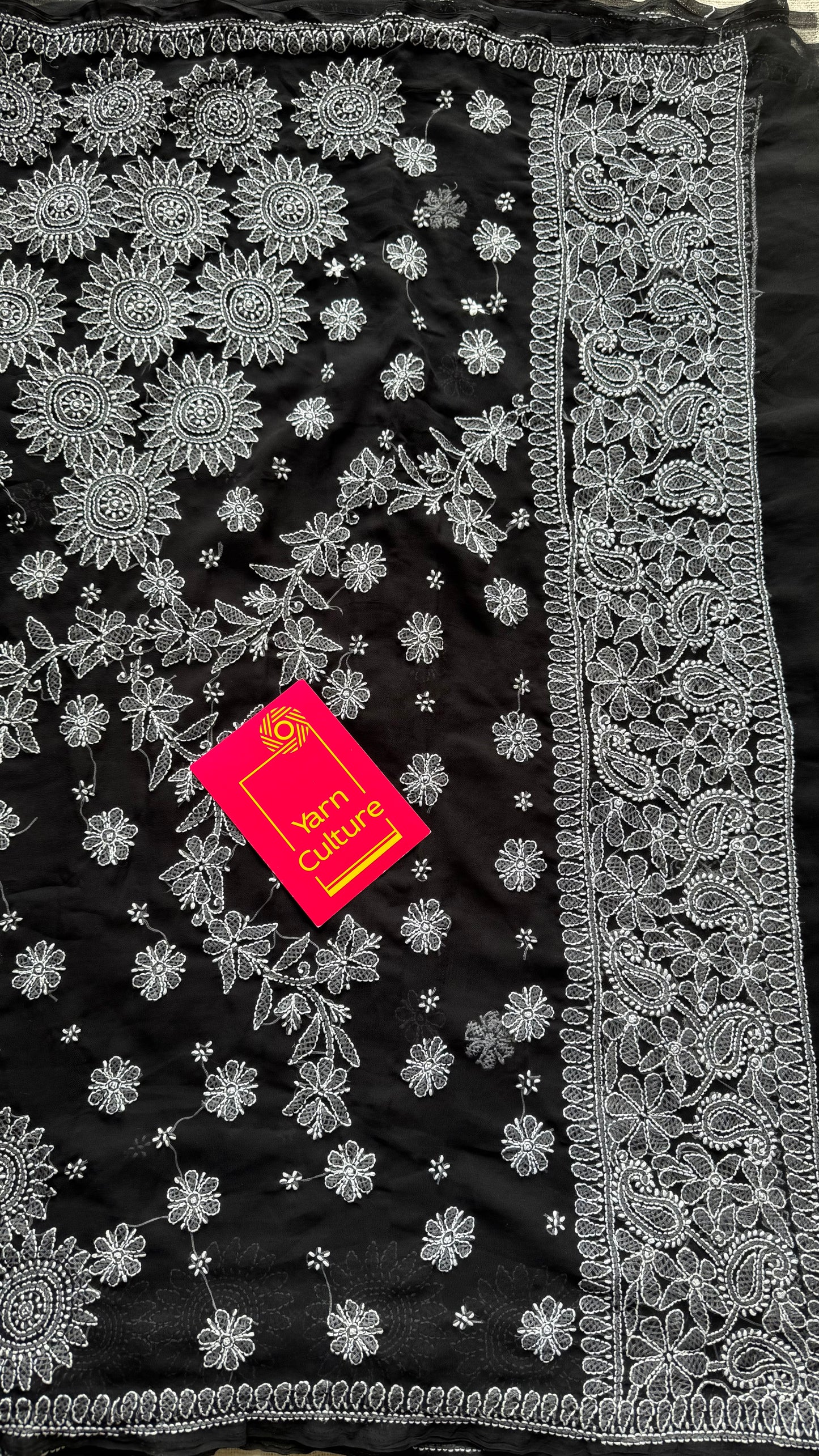 Tariq-e-Noor (path of light) - Black Chikankari, georgette YCSLCJULCK03