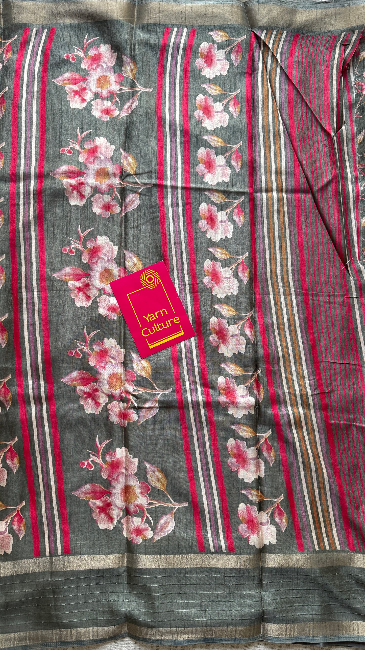Grey Floral Prints - Semi-Crepe