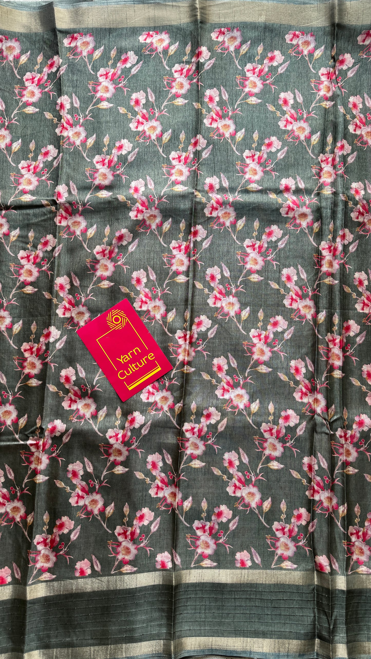 Grey Floral Prints - Semi-Crepe