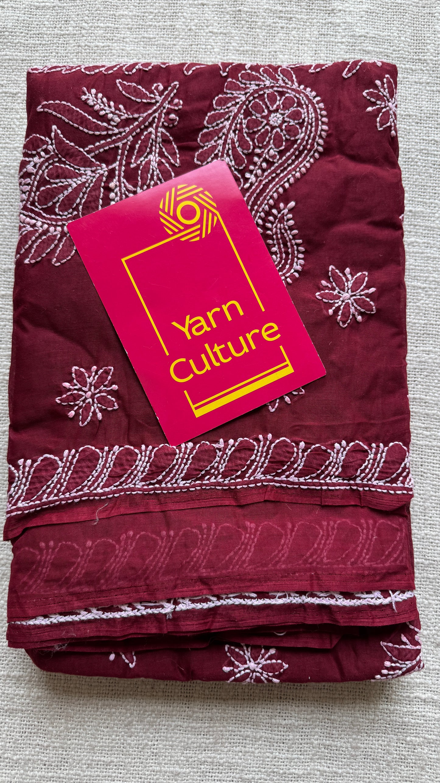 Sham-e-Ishq (evening of love) – Deep Maroon Chikankari, soft cotton