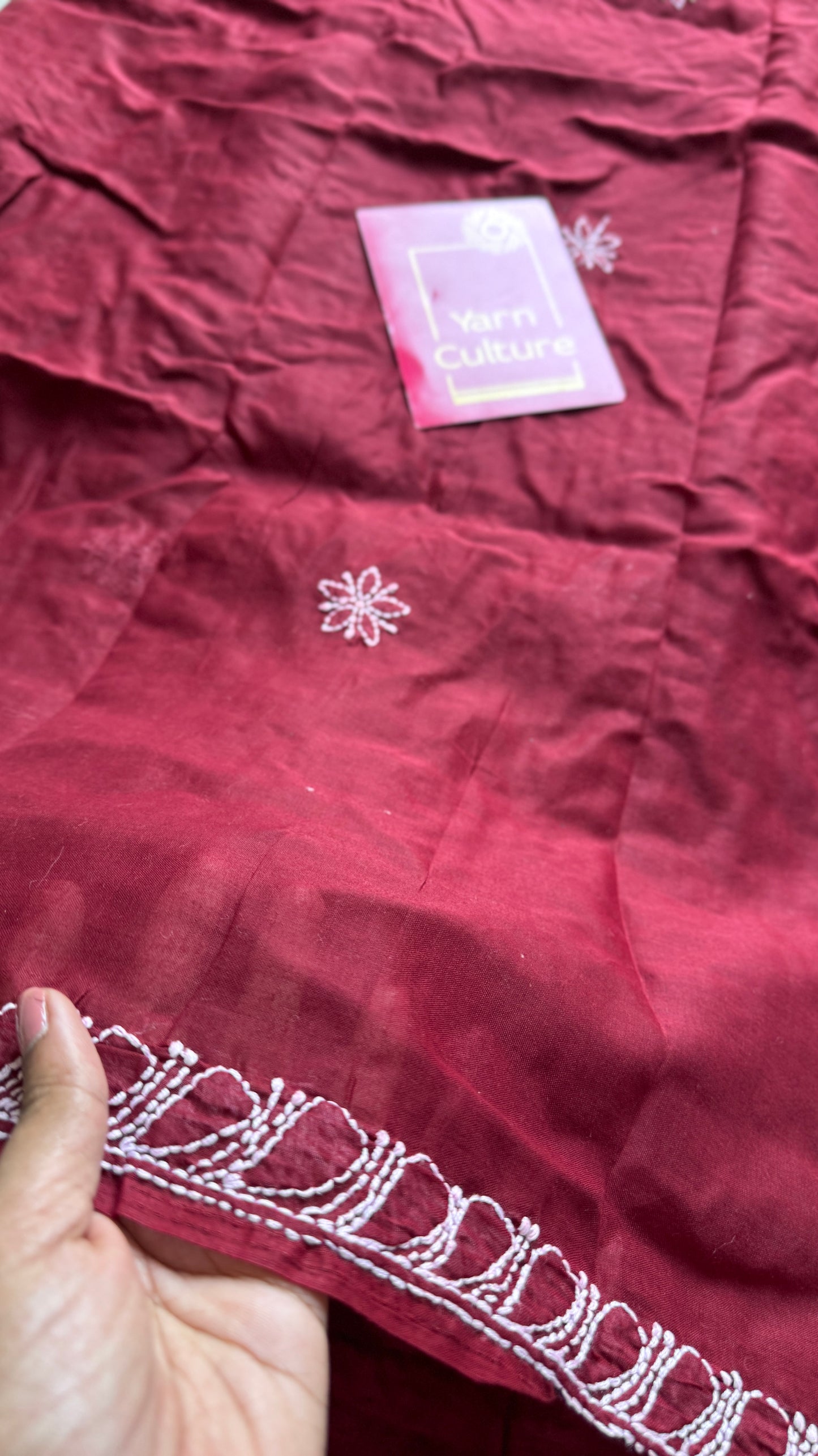 Sham-e-Ishq (evening of love) – Deep Maroon Chikankari, soft cotton