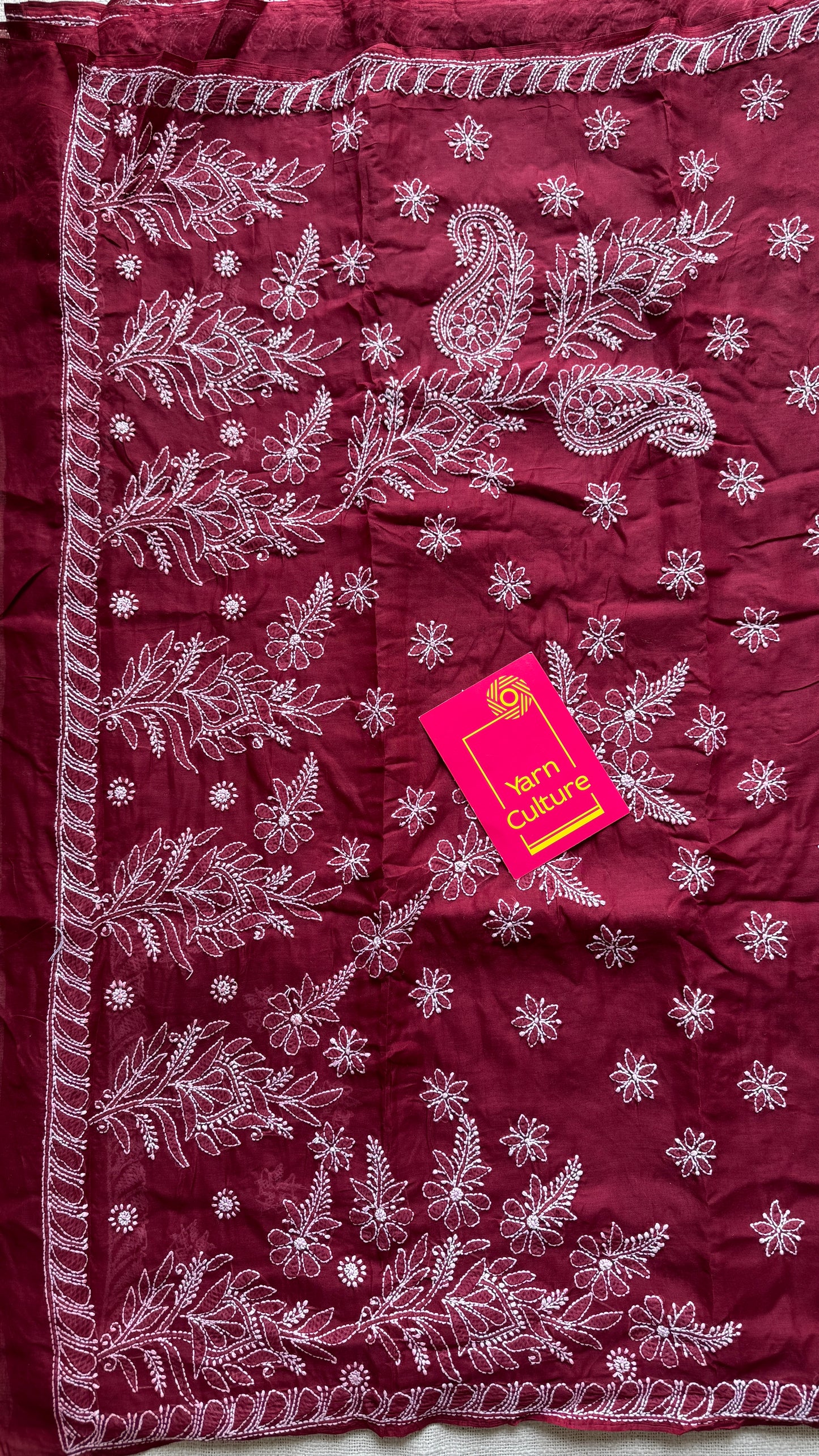 Sham-e-Ishq (evening of love) – Deep Maroon Chikankari, soft cotton