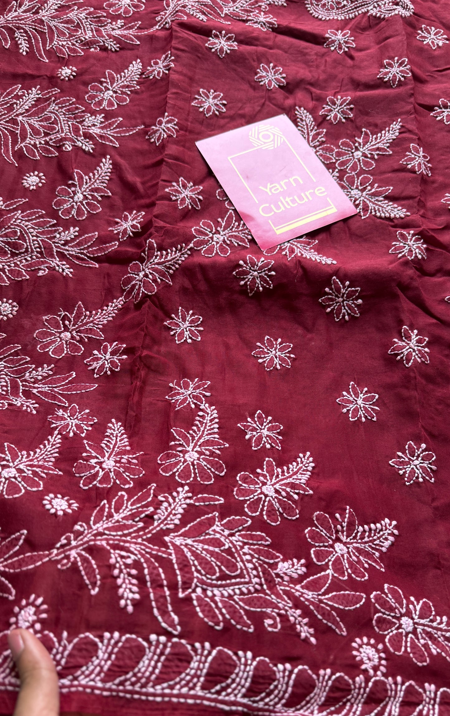 Sham-e-Ishq (evening of love) – Deep Maroon Chikankari, soft cotton