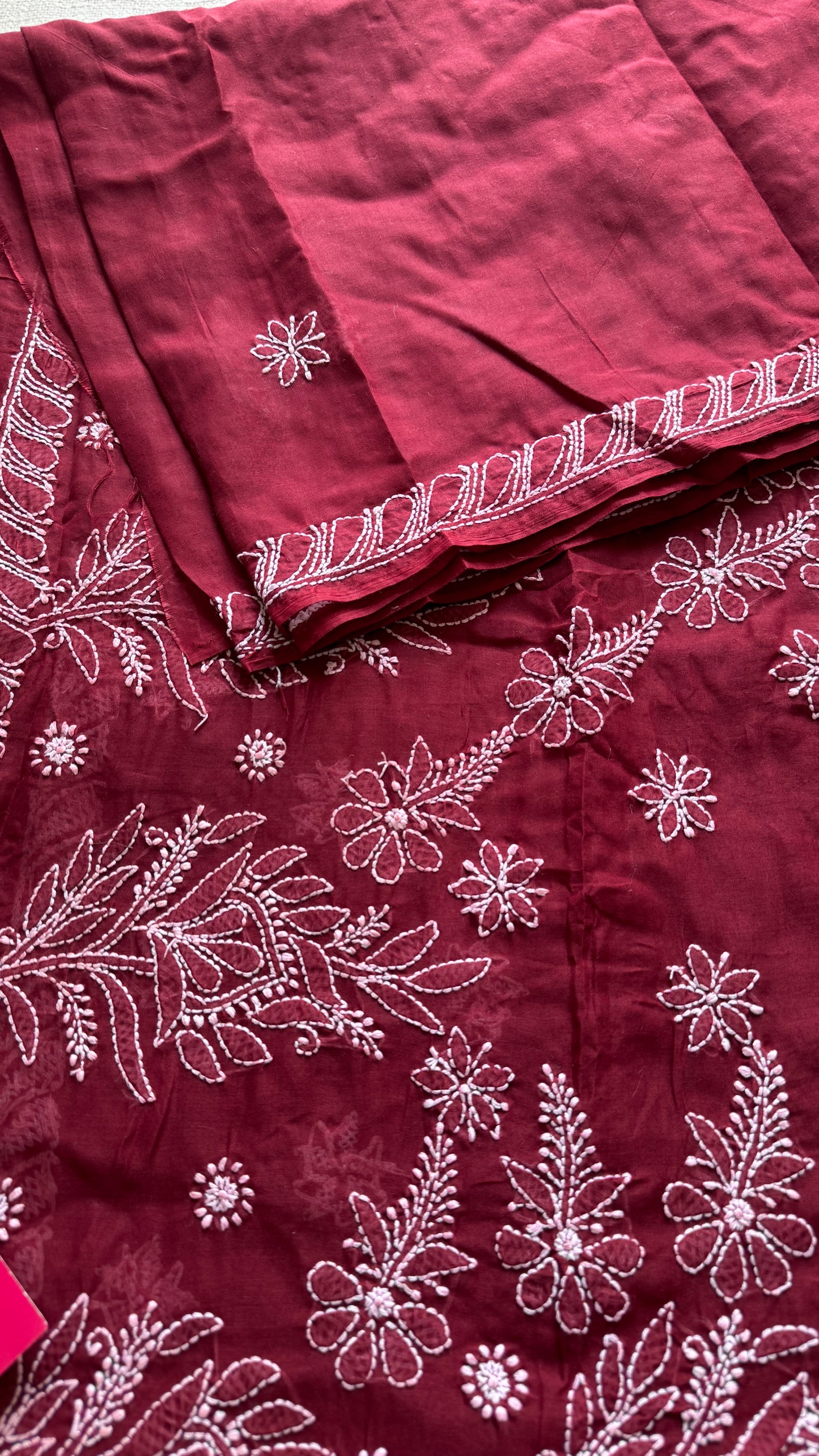Sham-e-Ishq (evening of love) – Deep Maroon Chikankari, soft cotton