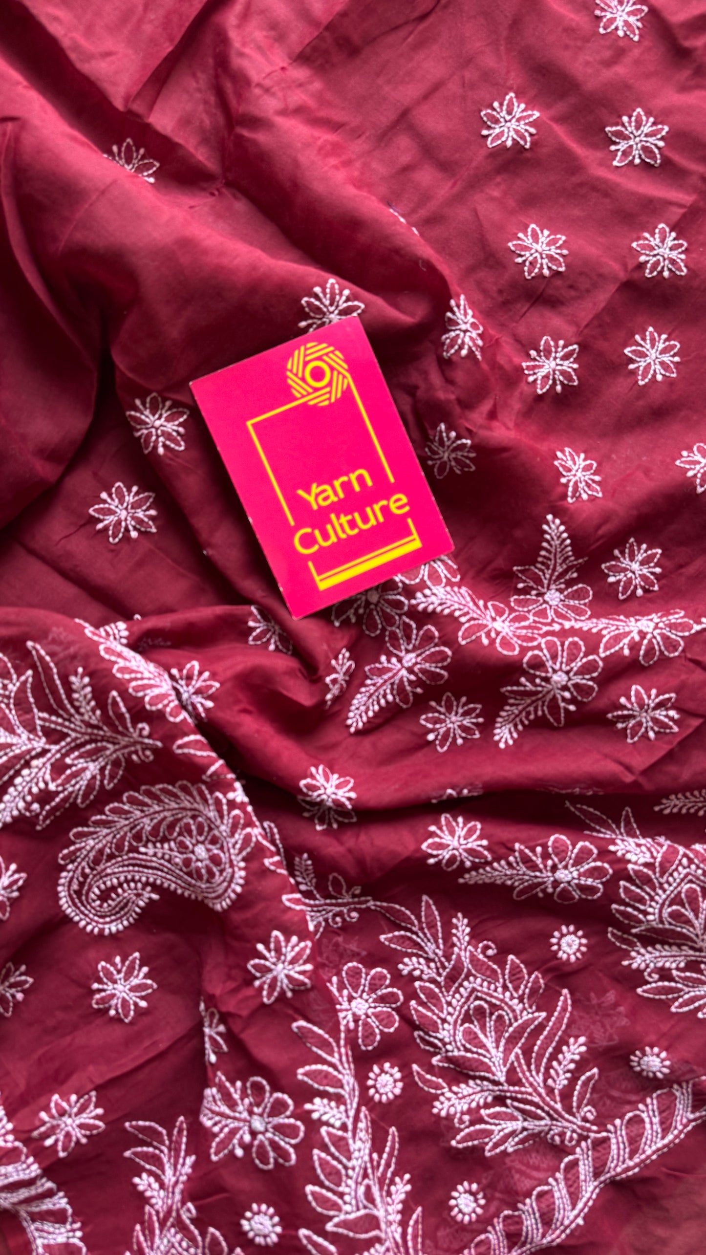 Sham-e-Ishq (evening of love) – Deep Maroon Chikankari, soft cotton