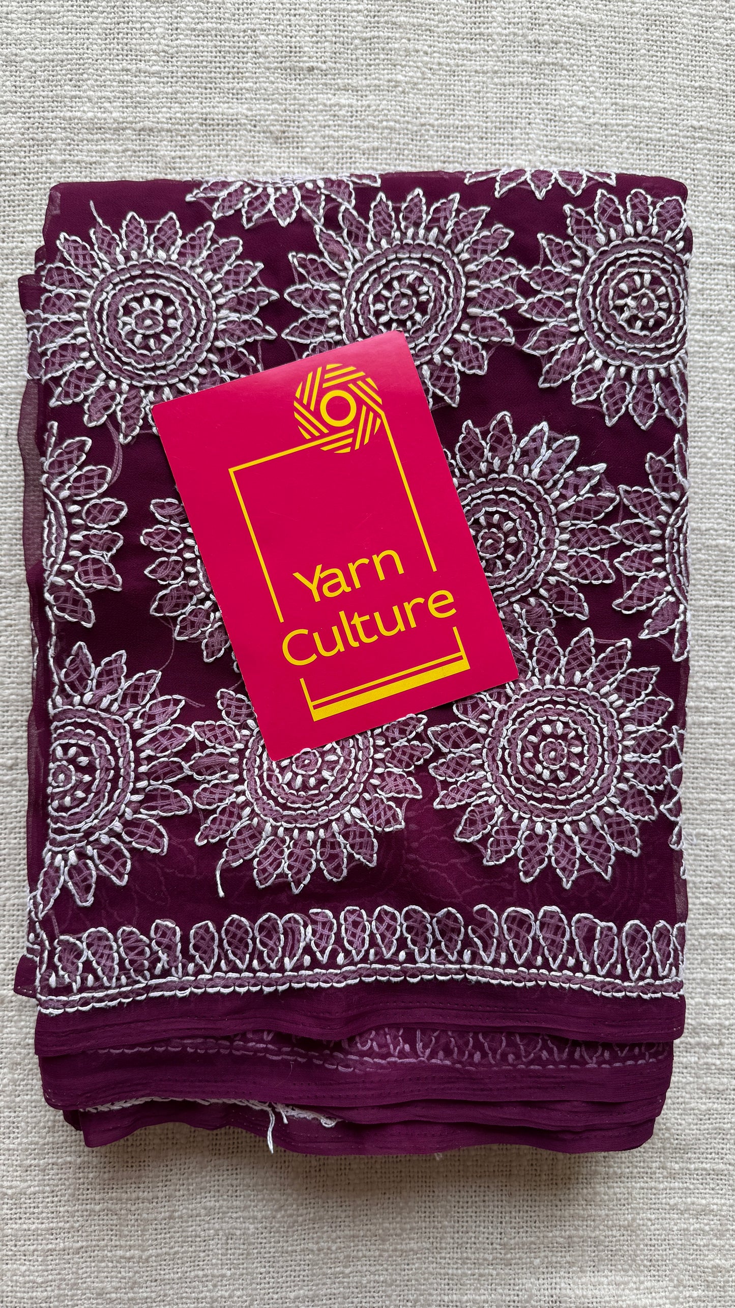 Gehra Gulaab (deep rose) – Deep Wine Chikankari, georgette
