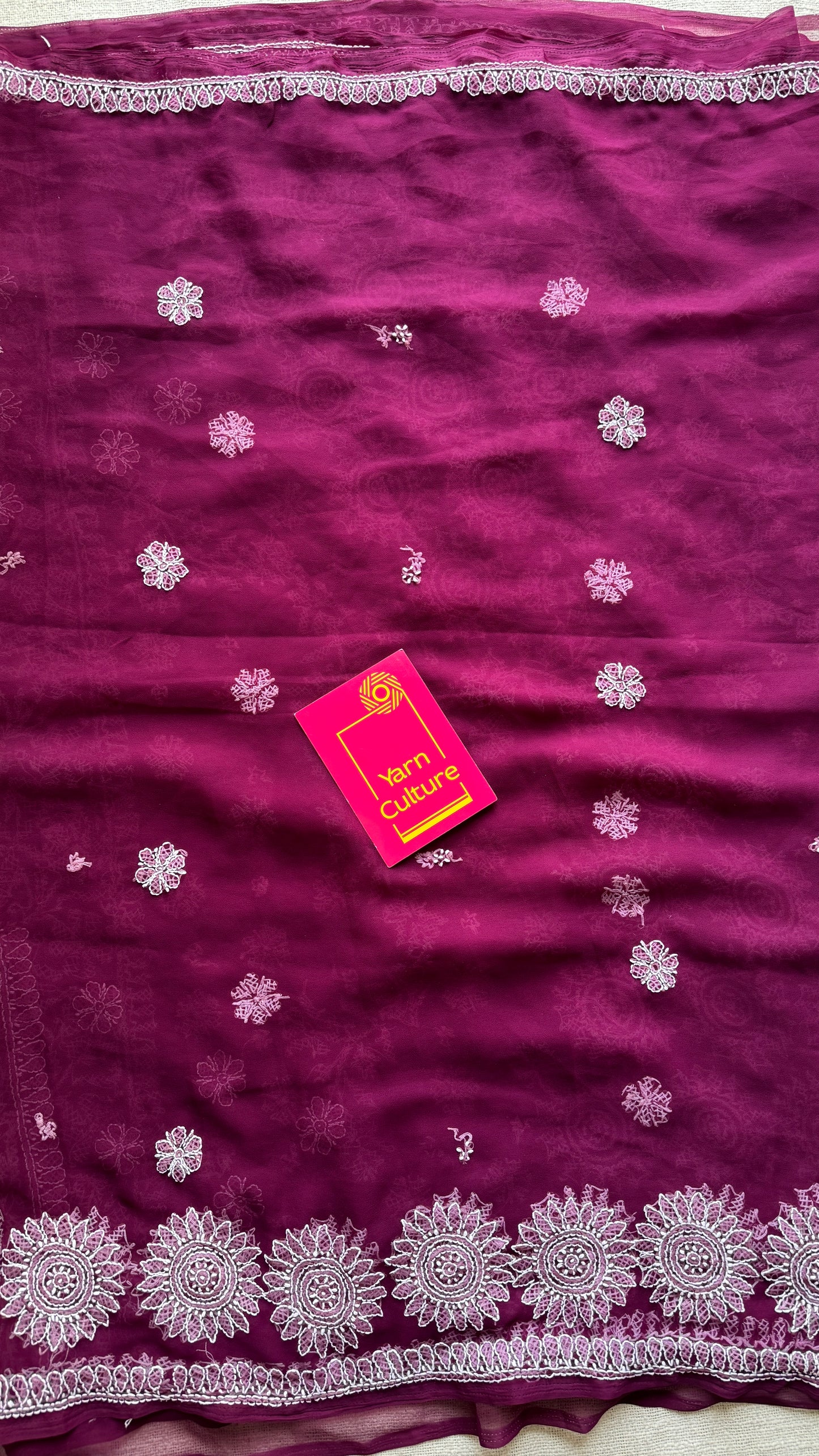 Gehra Gulaab (deep rose) – Deep Wine Chikankari, georgette