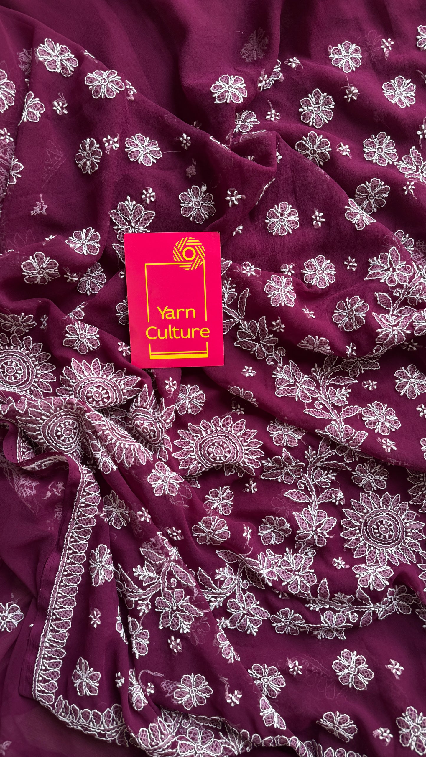 Gehra Gulaab (deep rose) – Deep Wine Chikankari, georgette