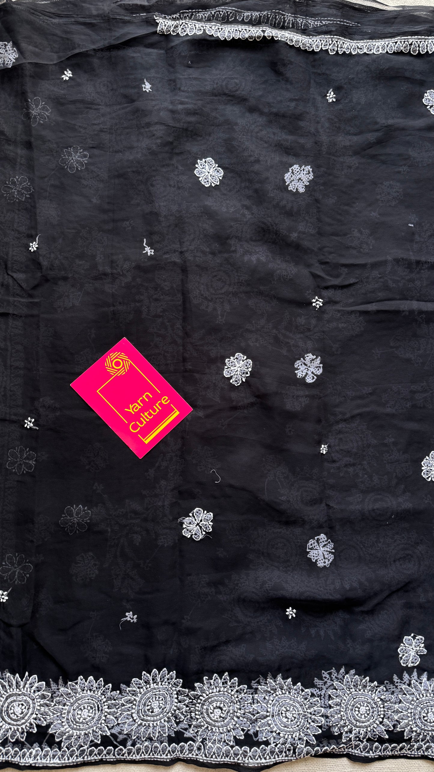 Tariq-e-Noor (path of light) – Black Chikankari, georgette