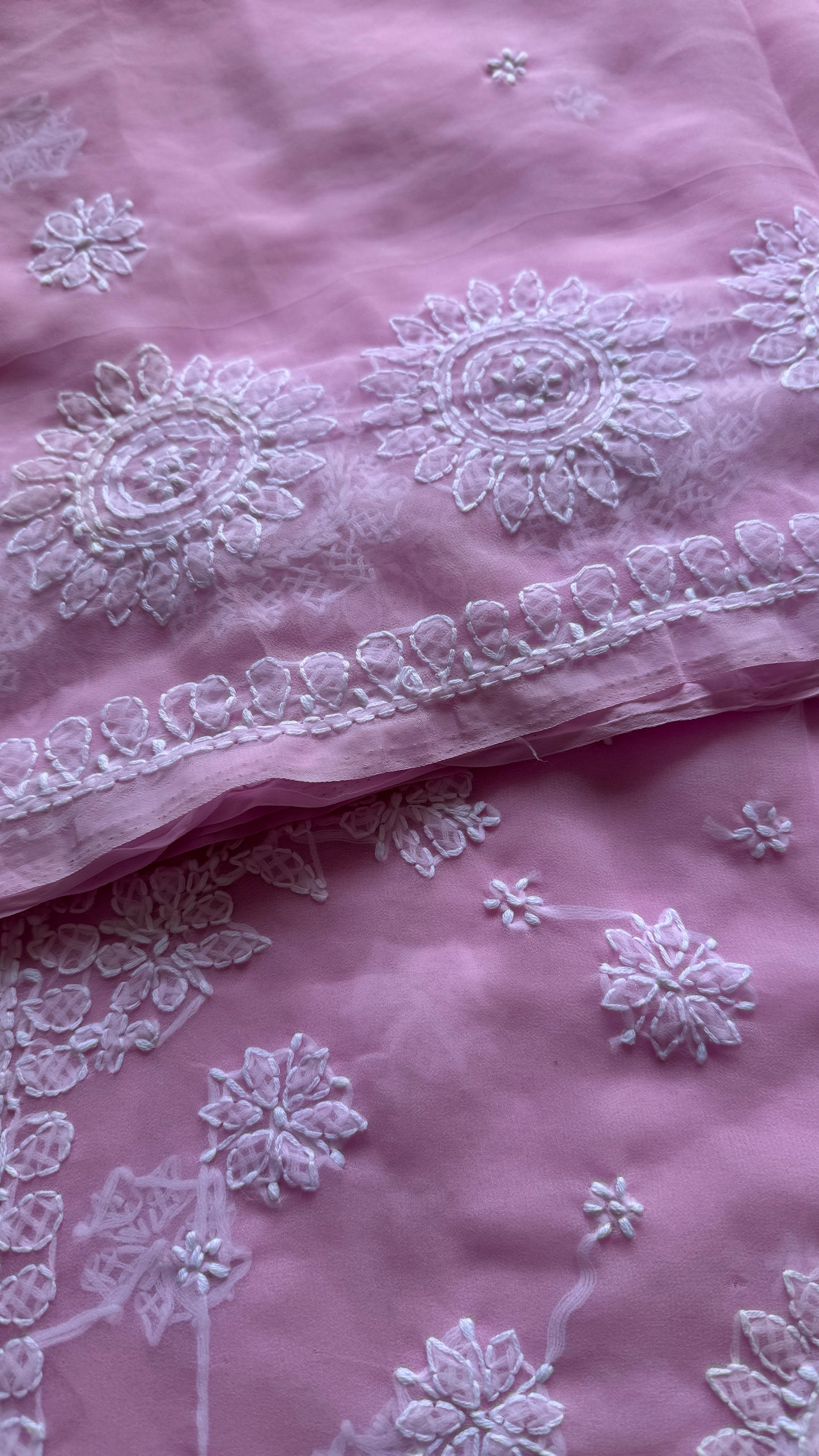 Baadal Gulabi (pink clouds) – Pink Chikankari, georgette