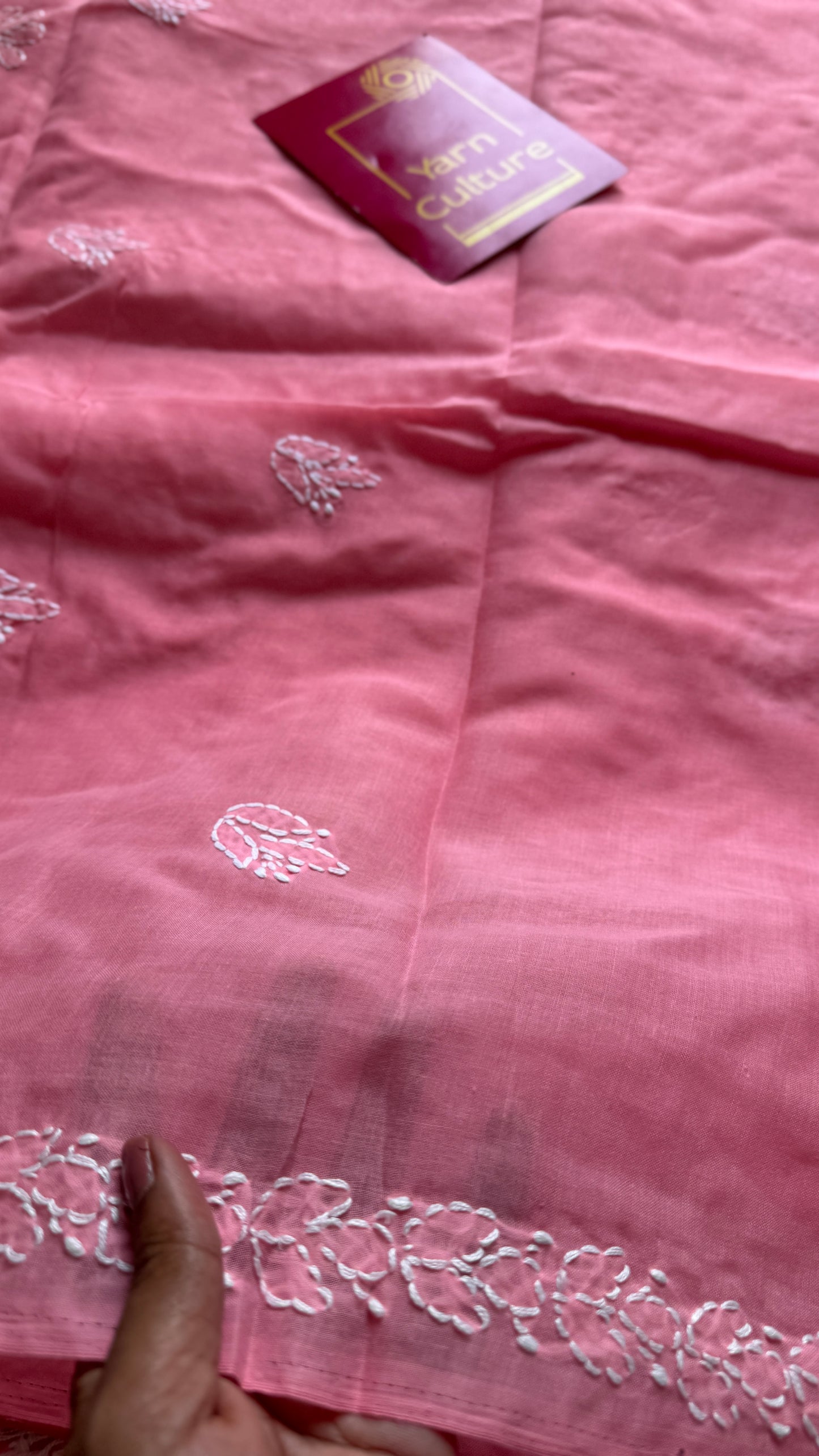 Gulaabi Shaam (pink evening) – Peach pink Chikankari, soft cotton