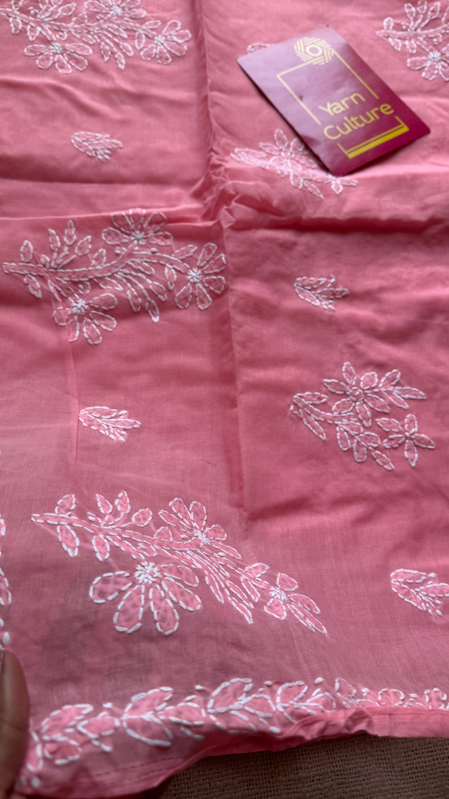 Gulaabi Shaam (pink evening) – Peach pink Chikankari, soft cotton