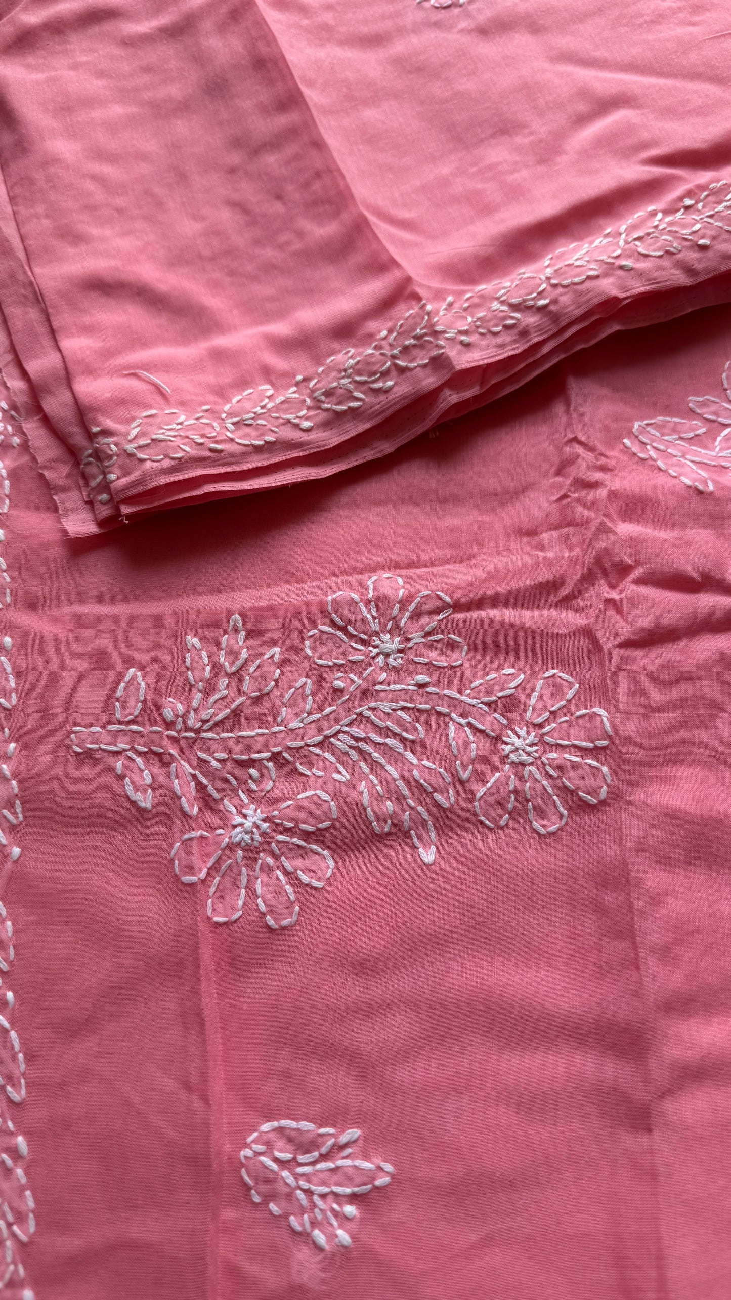 Gulaabi Shaam (pink evening) – Peach pink Chikankari, soft cotton
