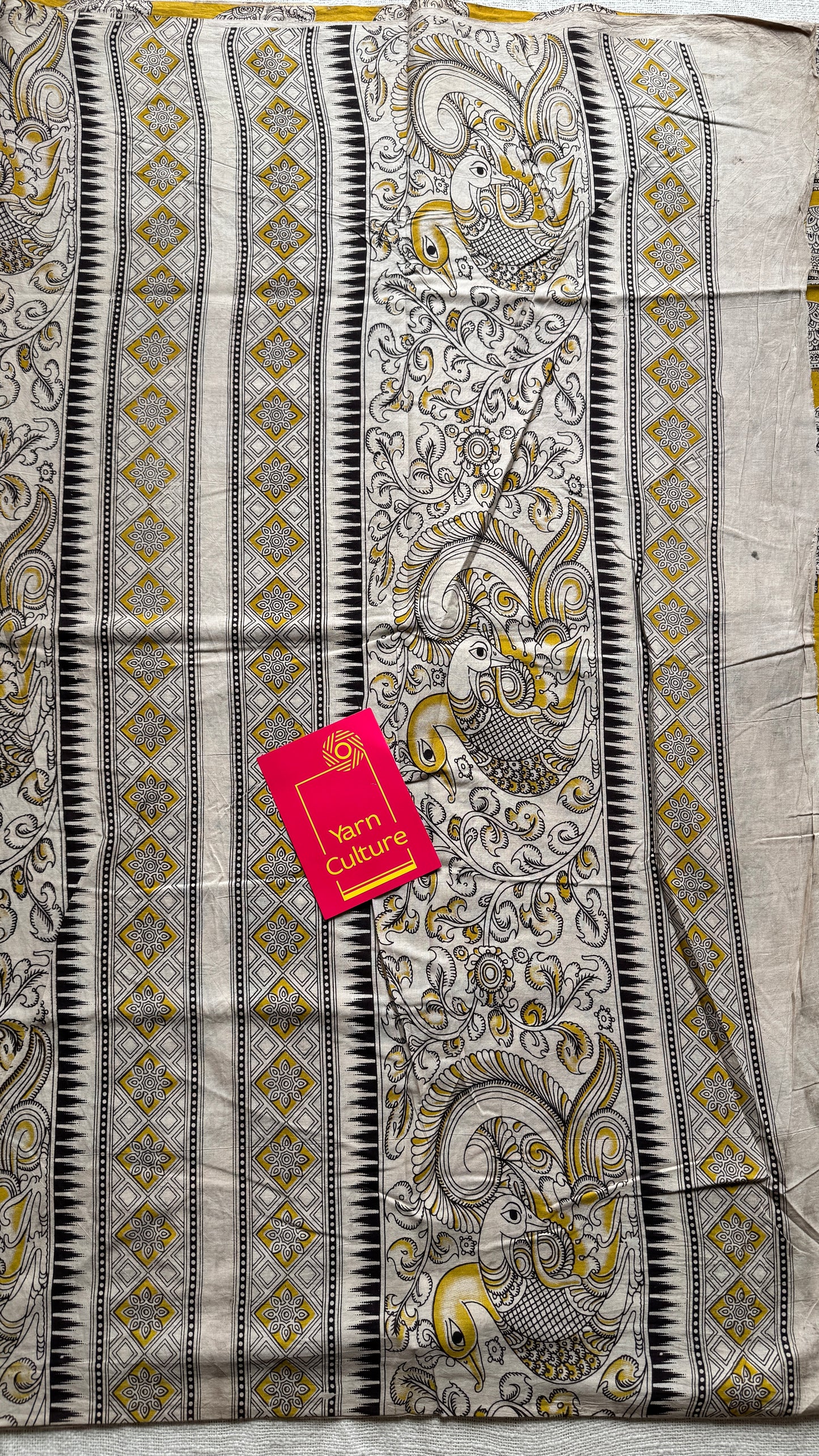 Mustard yellow kalamkari, elephant prints, soft cotton